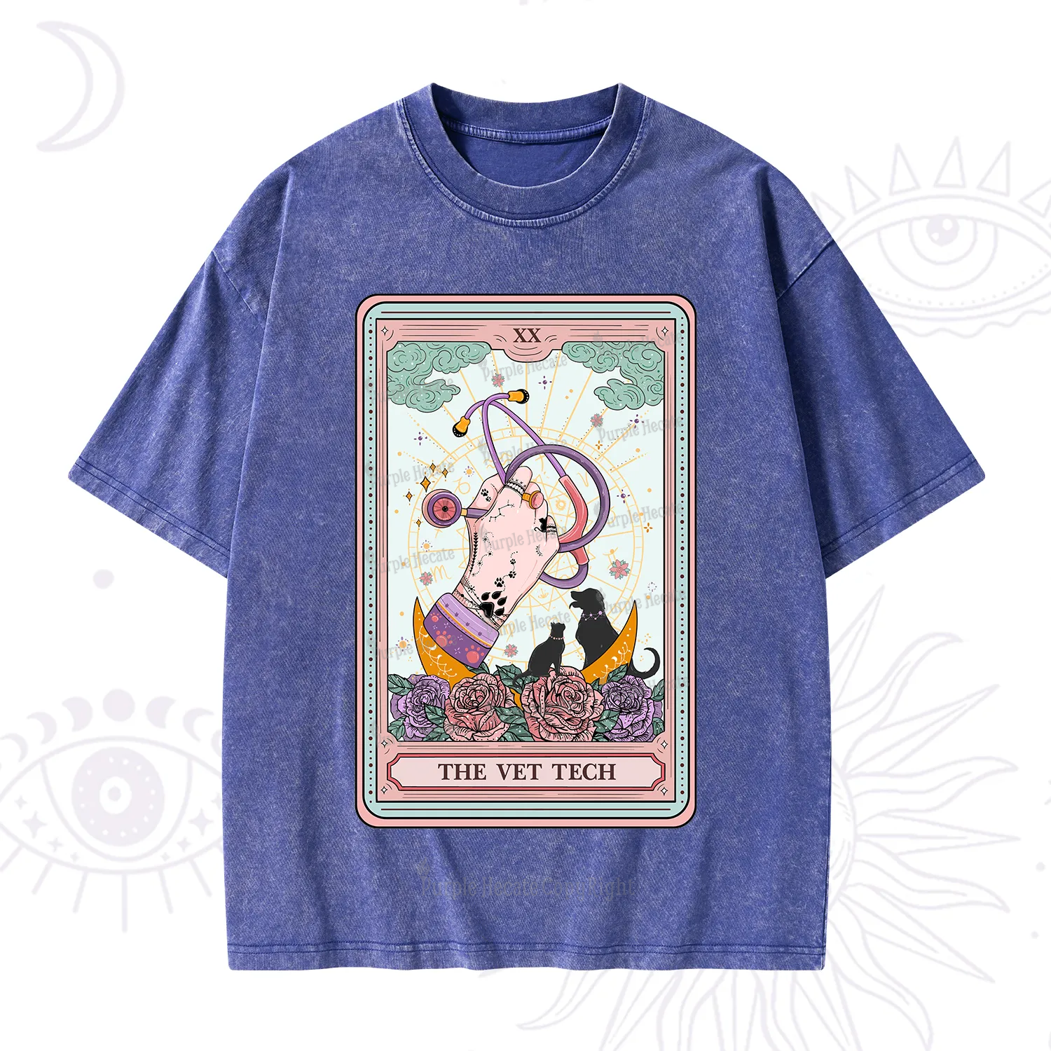 Purplehecate The Vet Tech Tarot Washed T-Shirt