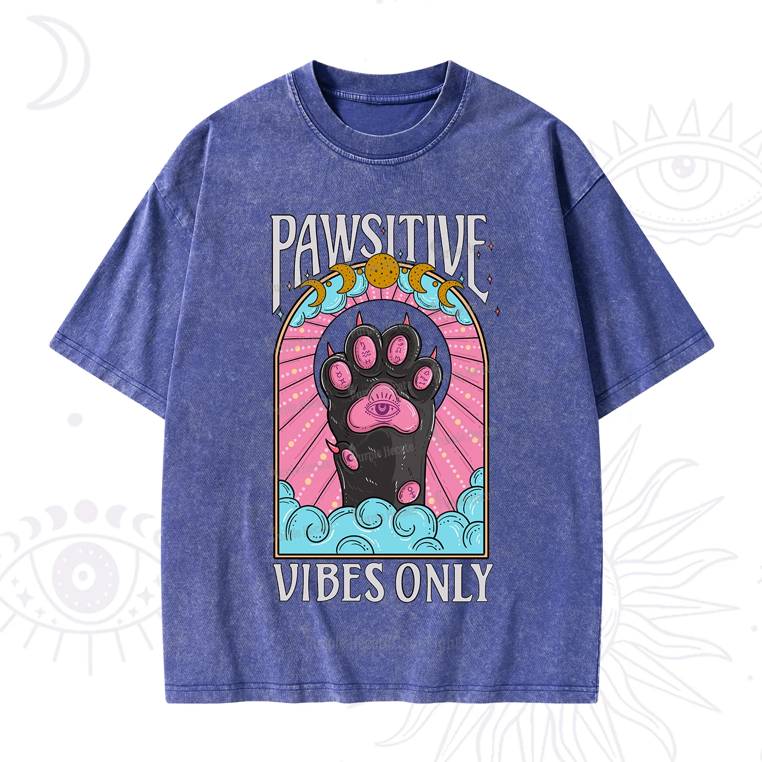 Purplehecate Pawsitive Vibes Only Washed T-Shirt