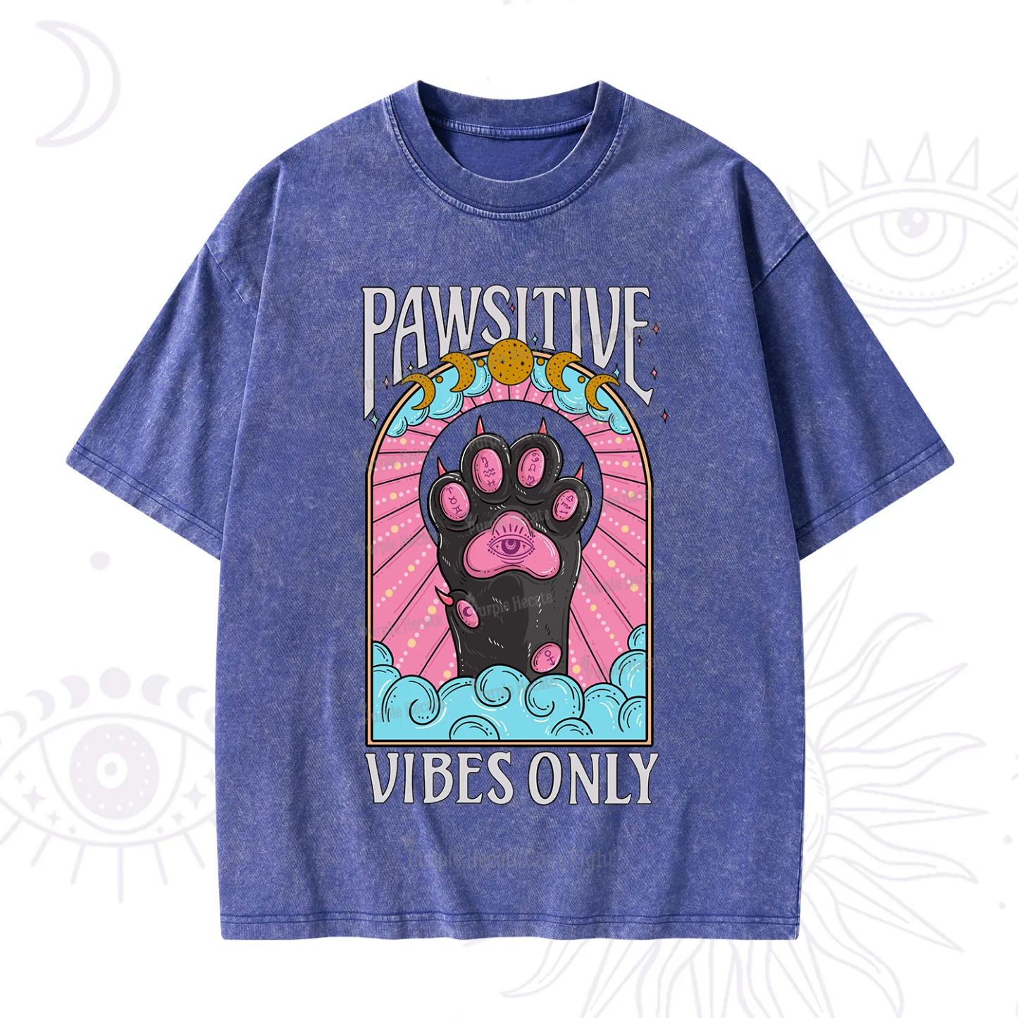 Purplehecate Pawsitive Vibes Only Washed T-Shirt