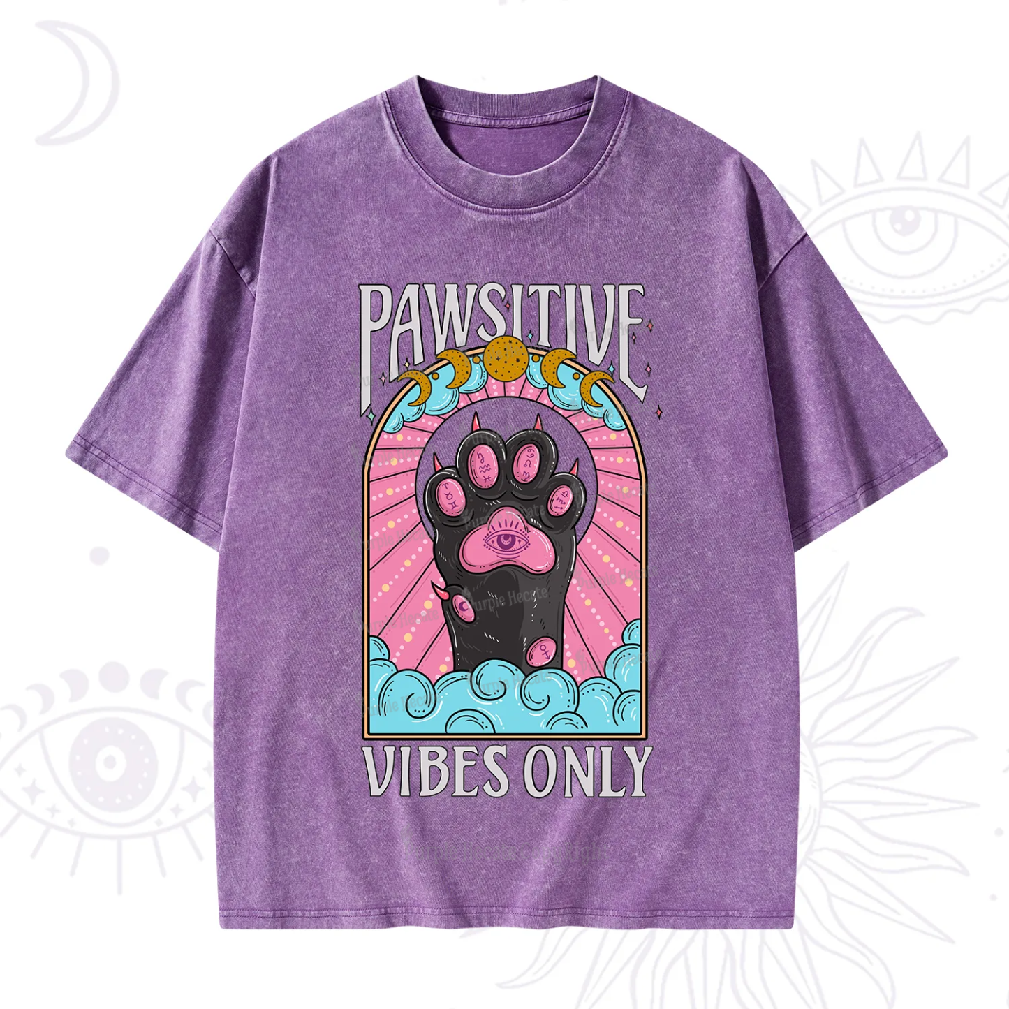 Purplehecate Pawsitive Vibes Only Washed T-Shirt