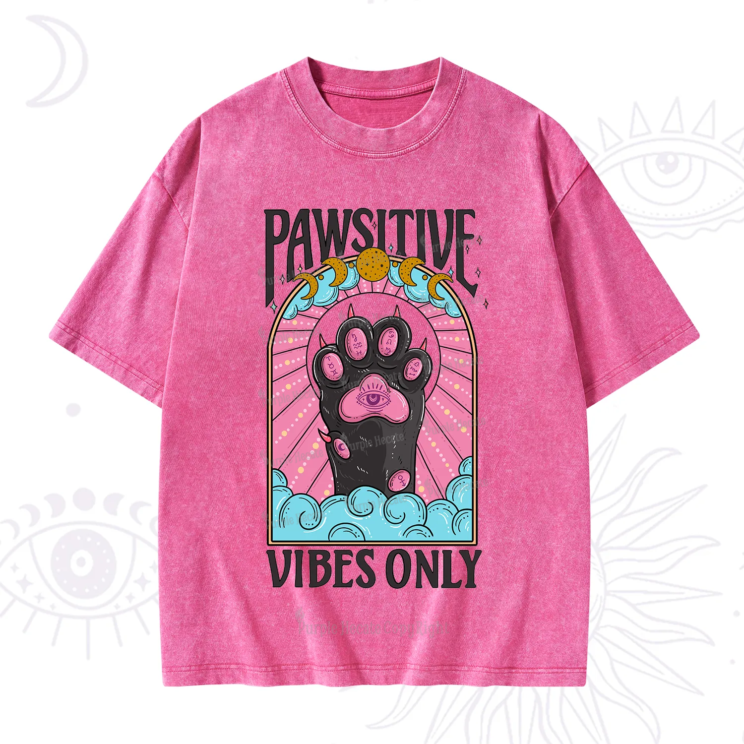 Purplehecate Pawsitive Vibes Only Washed T-Shirt