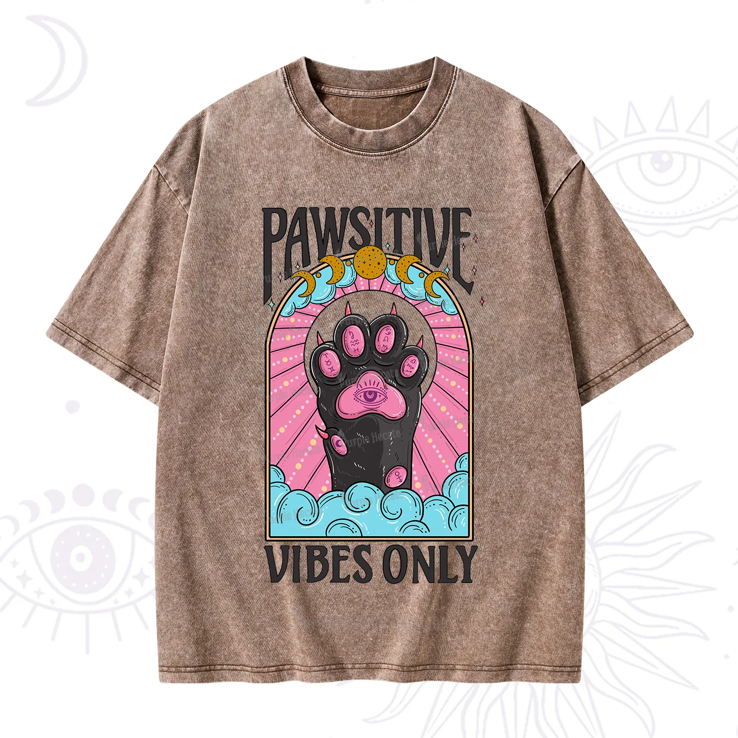 Purplehecate Pawsitive Vibes Only Washed T-Shirt