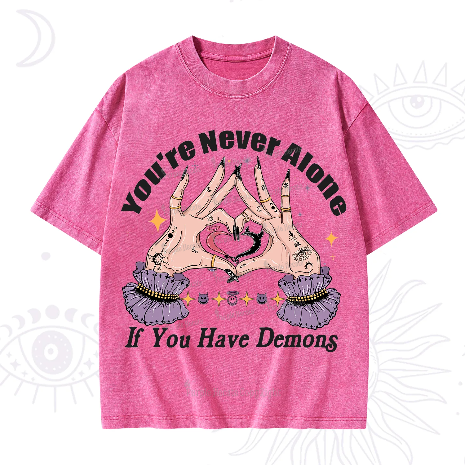 Purplehecate You're Never Alone If You Have Demons Washed T-Shirt