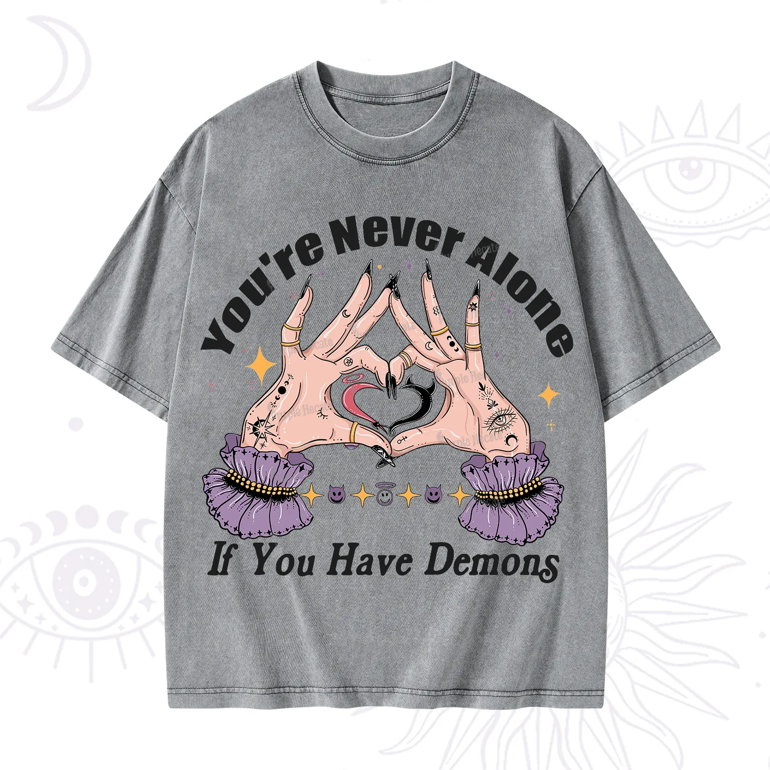 Purplehecate You're Never Alone If You Have Demons Washed T-Shirt