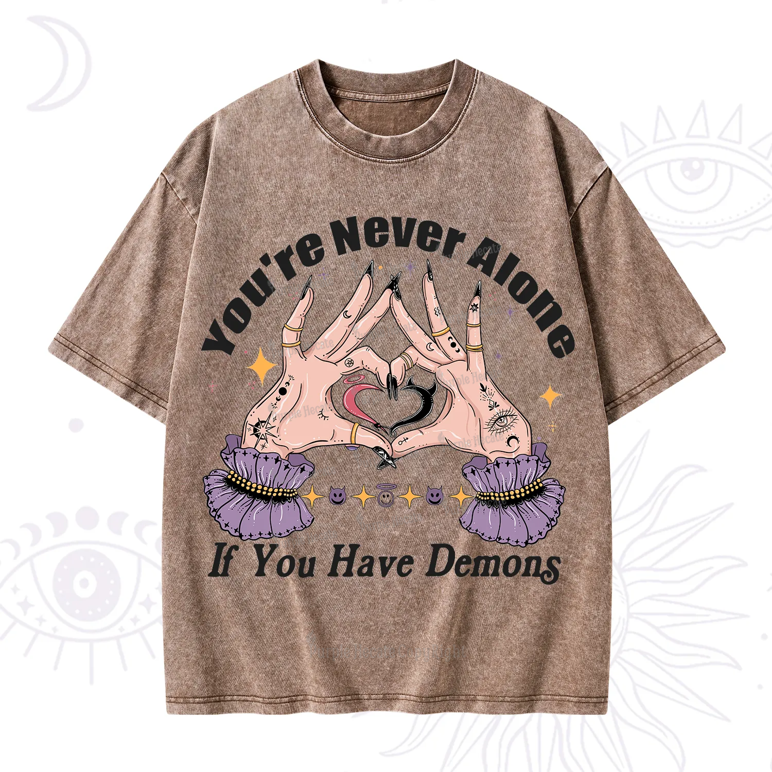 Purplehecate You're Never Alone If You Have Demons Washed T-Shirt