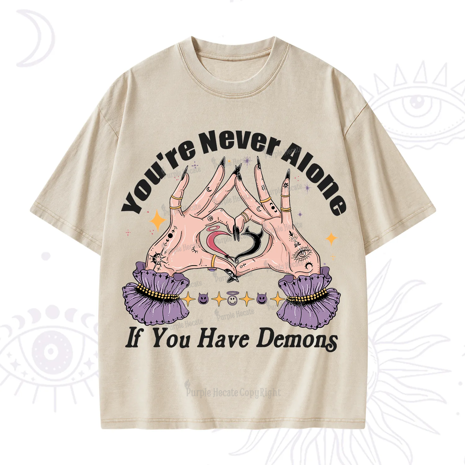 Purplehecate You're Never Alone If You Have Demons Washed T-Shirt