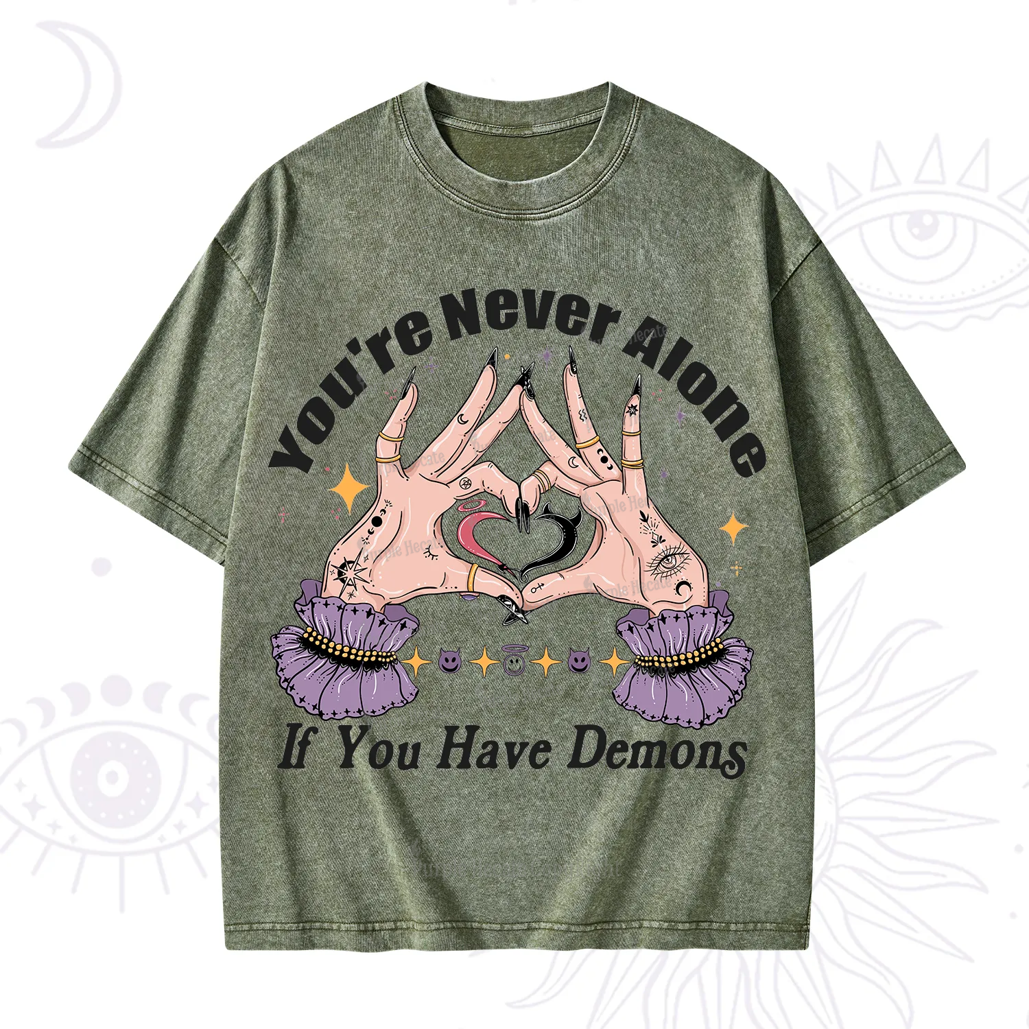 Purplehecate You're Never Alone If You Have Demons Washed T-Shirt