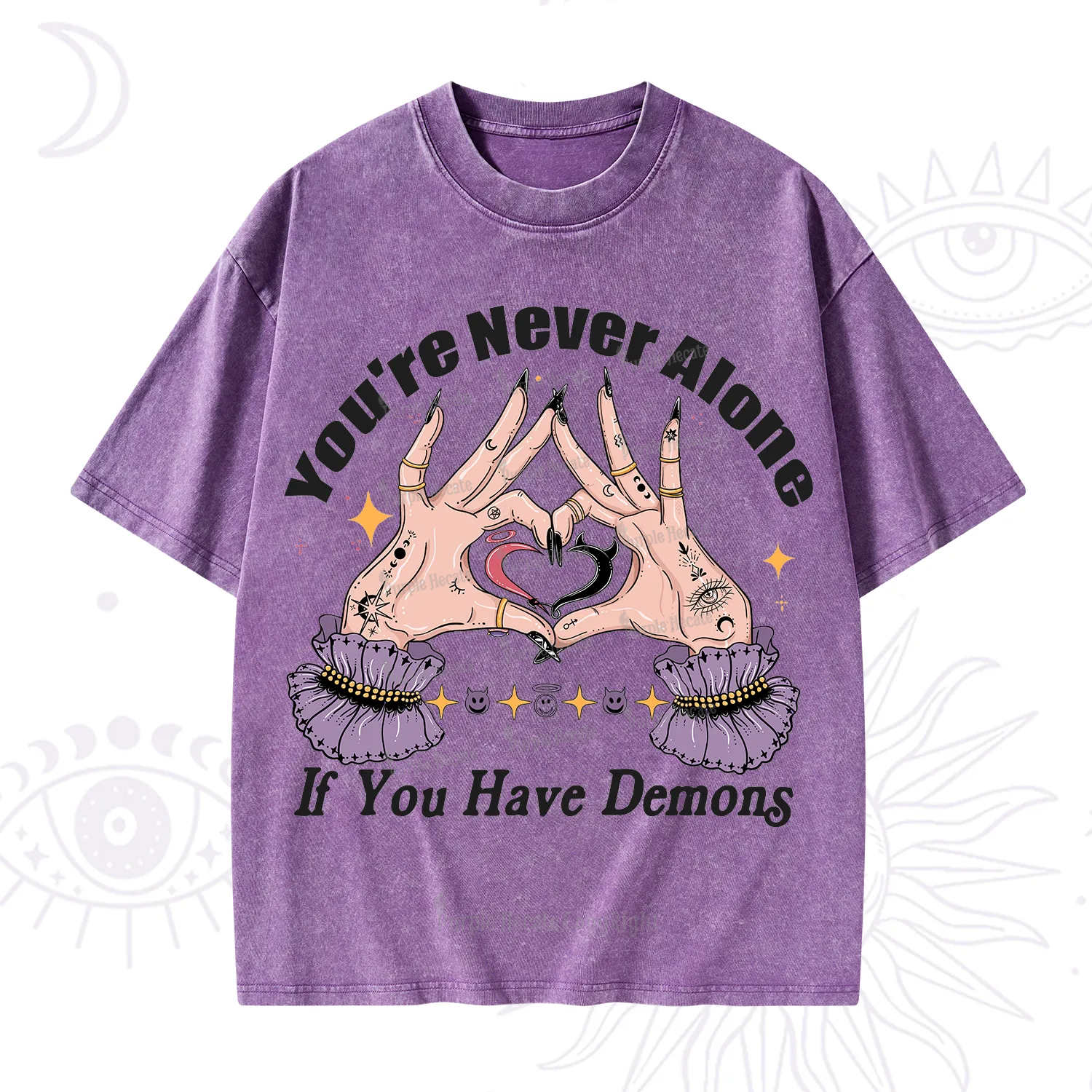 Purplehecate You're Never Alone If You Have Demons Washed T-Shirt