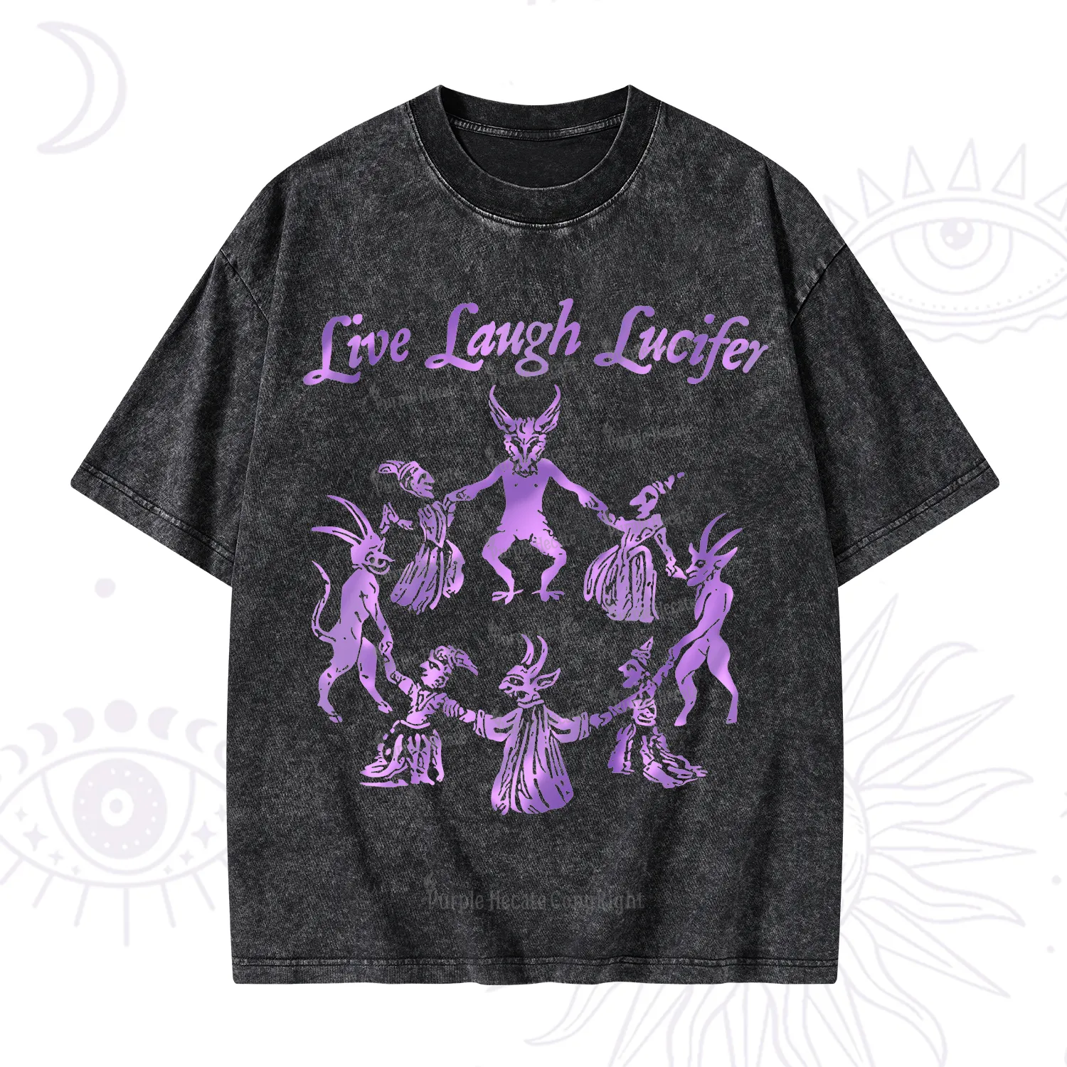 Purplehecate Live Laugh Lucifer Satanic Washed T-Shirt