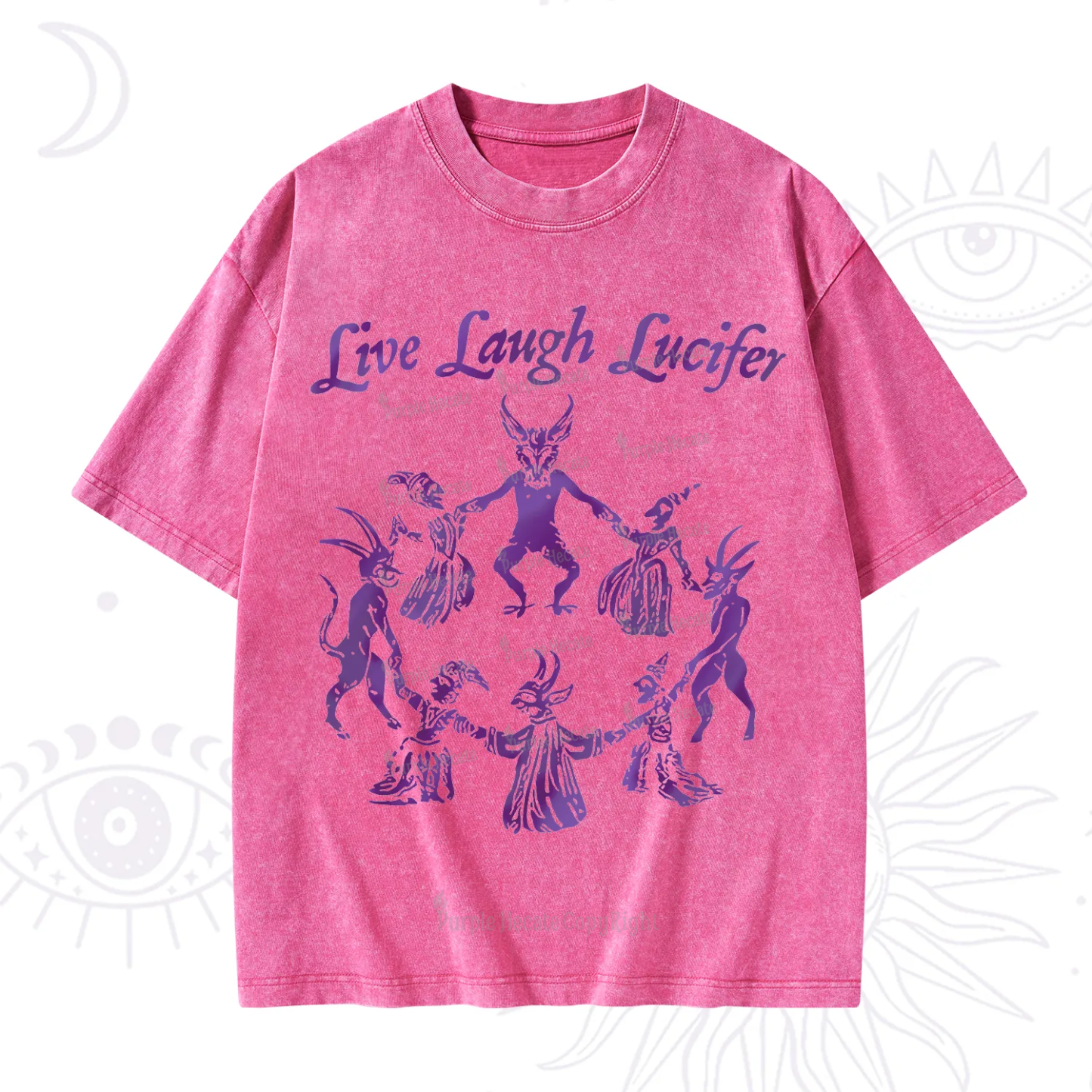 Purplehecate Live Laugh Lucifer Satanic Washed T-Shirt