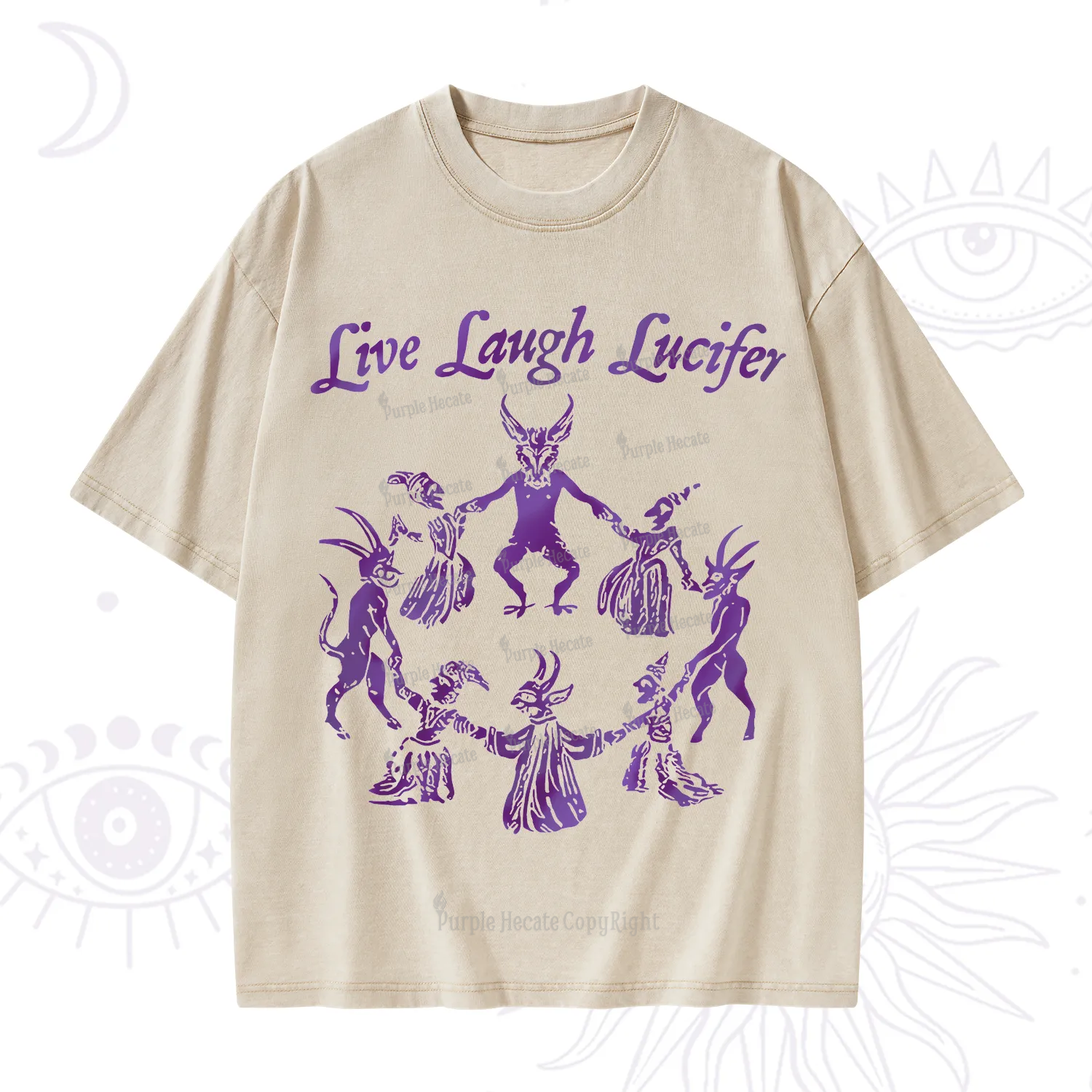 Purplehecate Live Laugh Lucifer Satanic Washed T-Shirt
