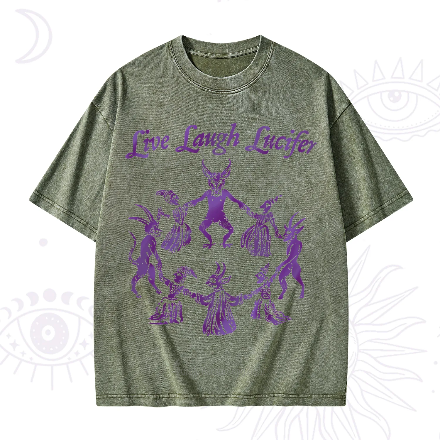 Purplehecate Live Laugh Lucifer Satanic Washed T-Shirt