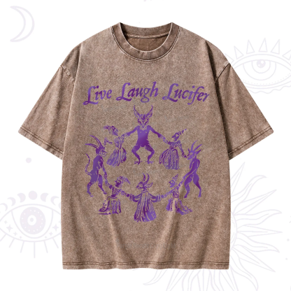 Purplehecate Live Laugh Lucifer Satanic Washed T-Shirt