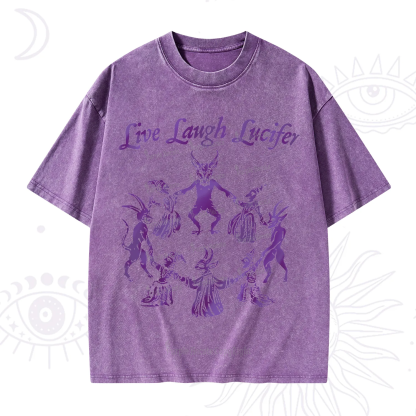 Purplehecate Live Laugh Lucifer Satanic Washed T-Shirt