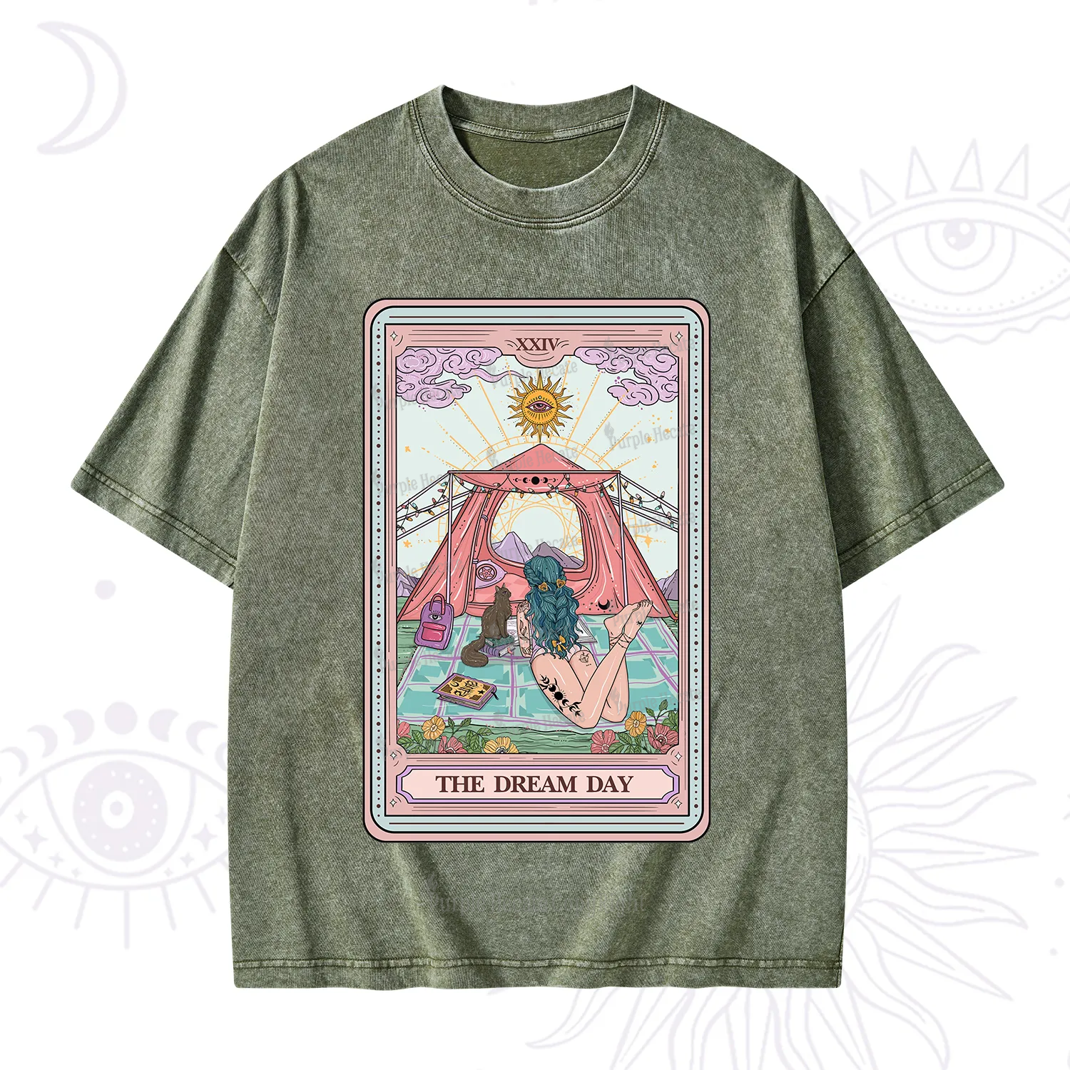 Purplehecate The Dream Day Tarot Washed T-Shirt