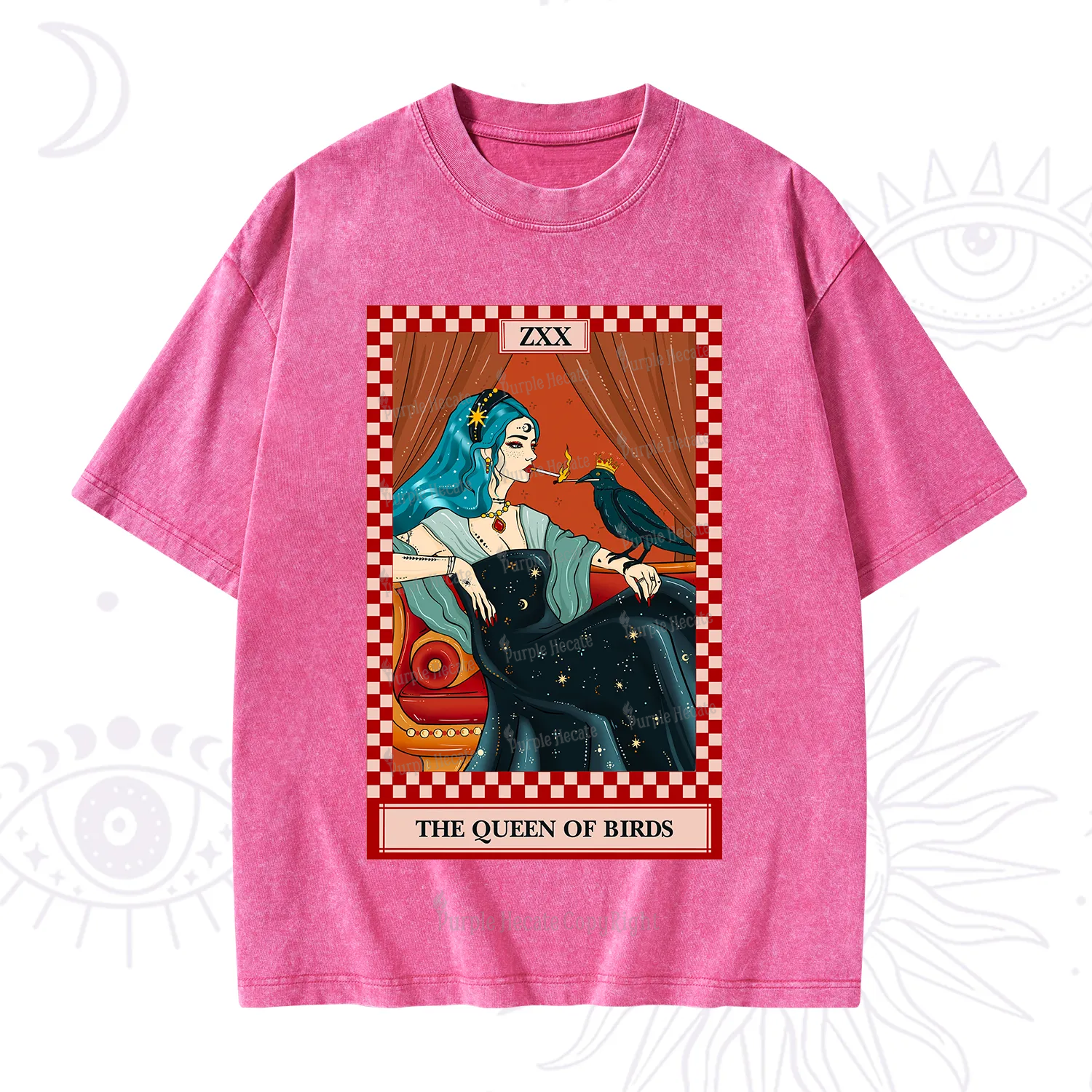 Purplehecate The Queen Of Birds Tarot Washed T-Shirt