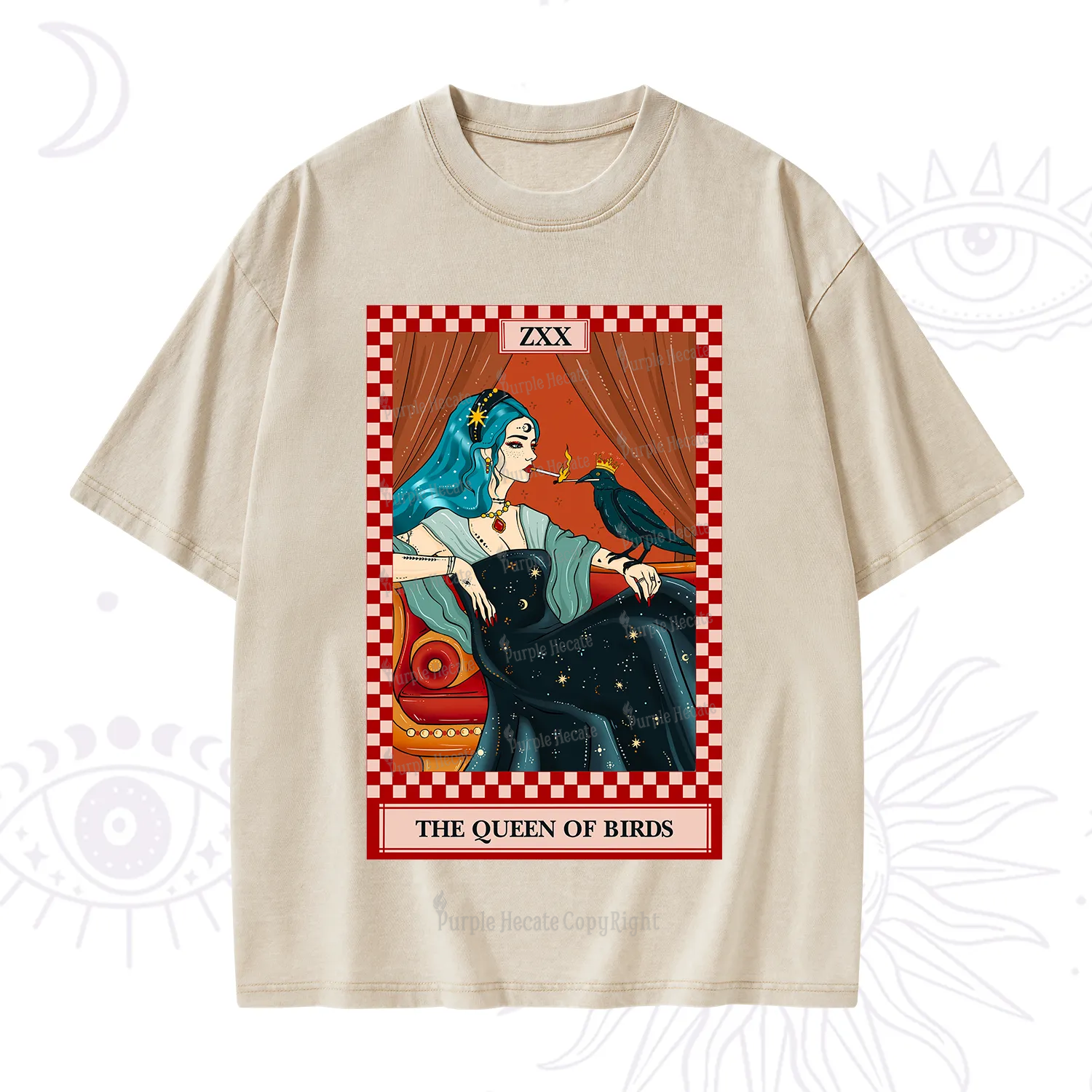 Purplehecate The Queen Of Birds Tarot Washed T-Shirt
