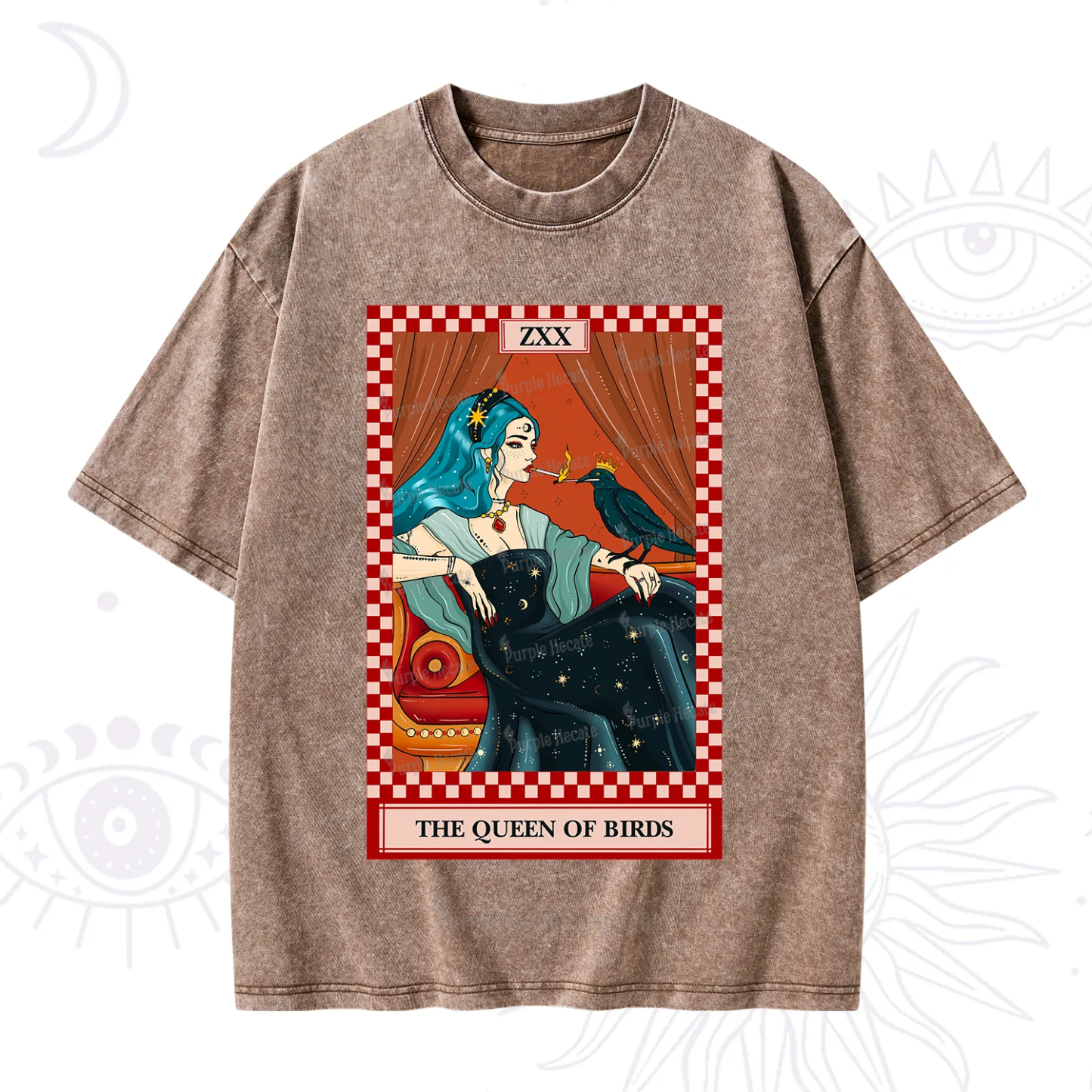 Purplehecate The Queen Of Birds Tarot Washed T-Shirt