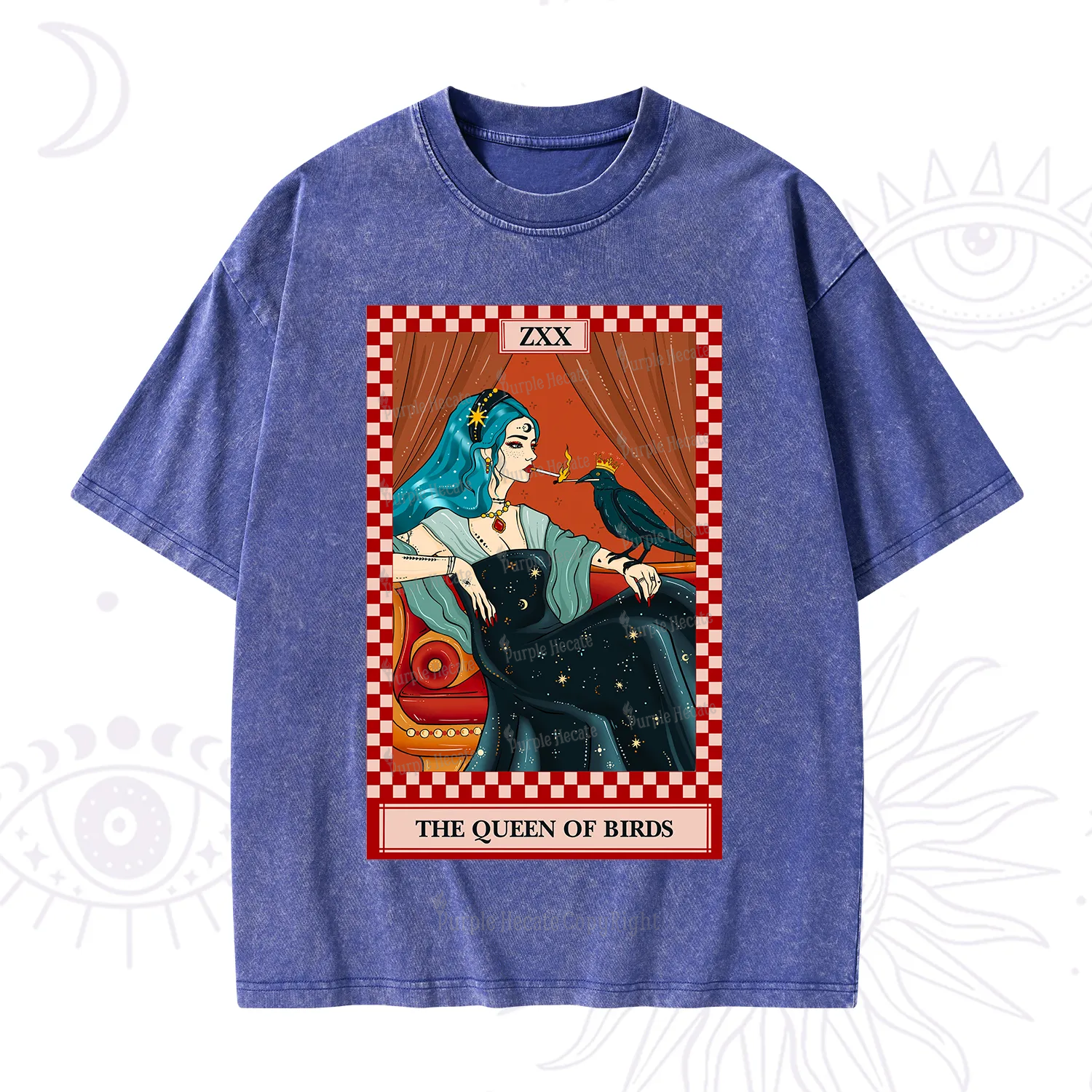 Purplehecate The Queen Of Birds Tarot Washed T-Shirt