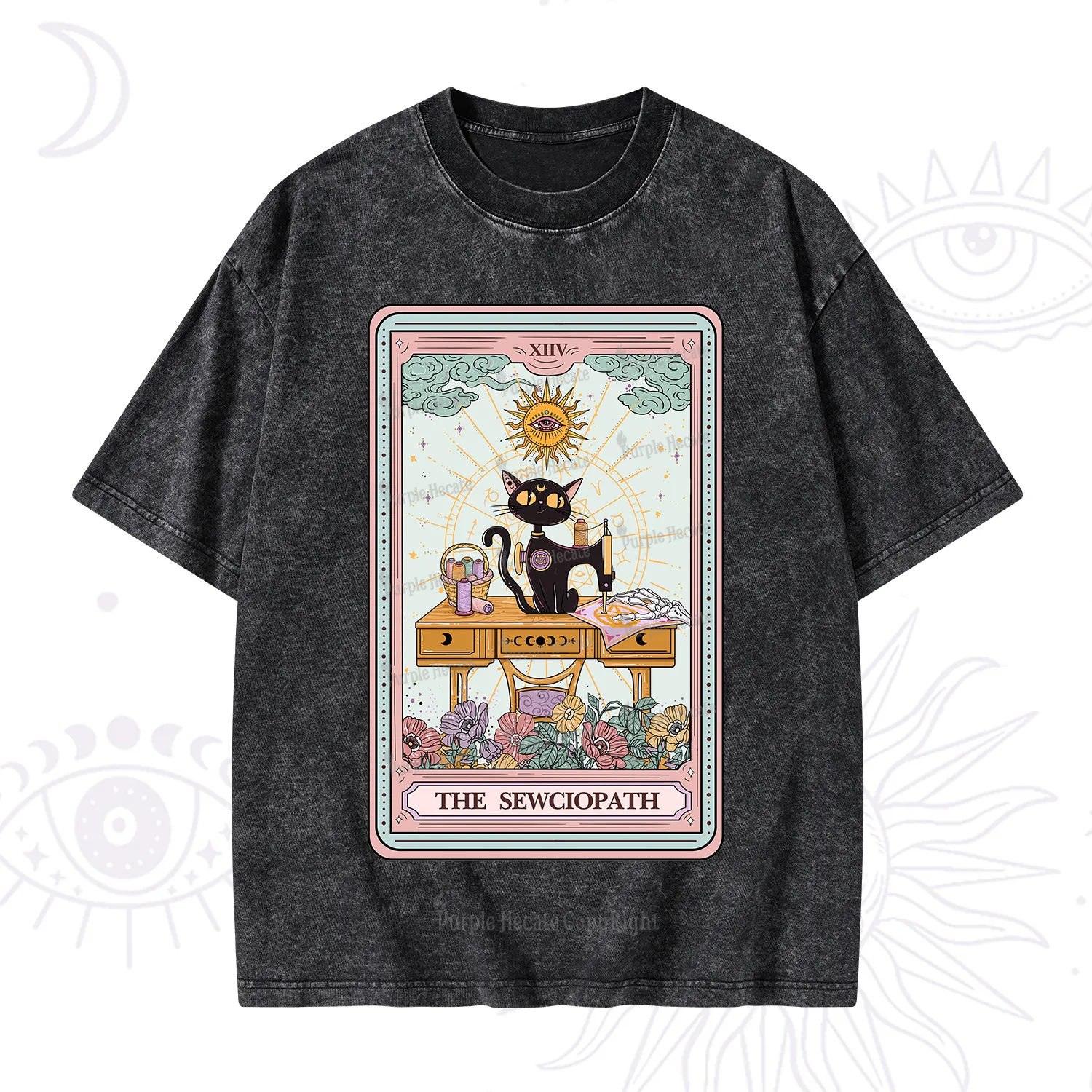 Purplehecate The Sewciopath Tarot Card Washed T-Shirt
