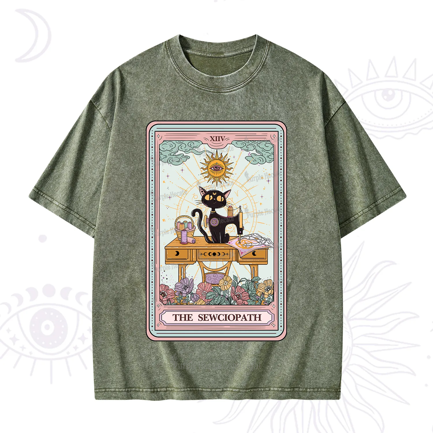 Purplehecate The Sewciopath Tarot Card Washed T-Shirt