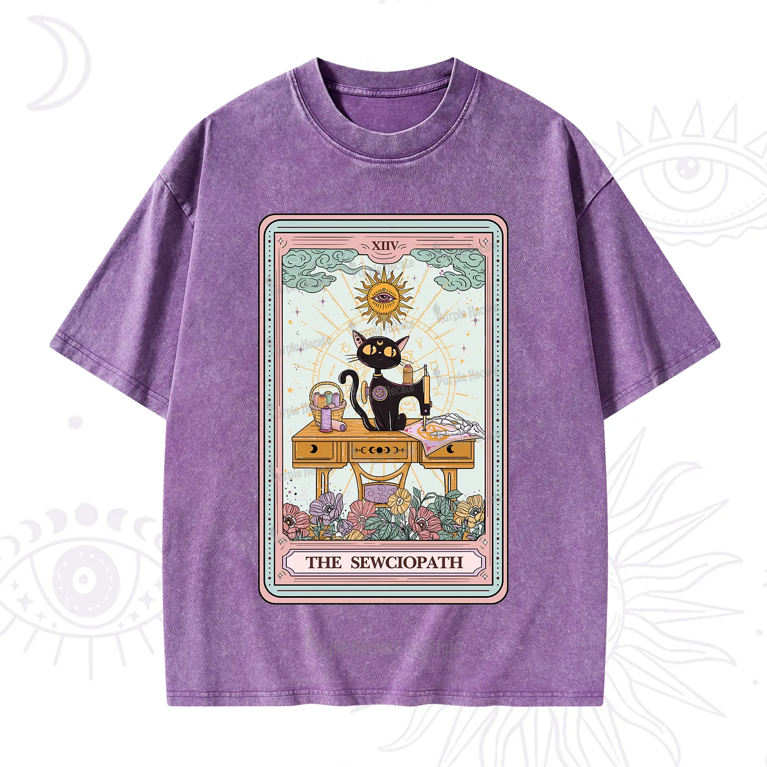 Purplehecate The Sewciopath Tarot Card Washed T-Shirt