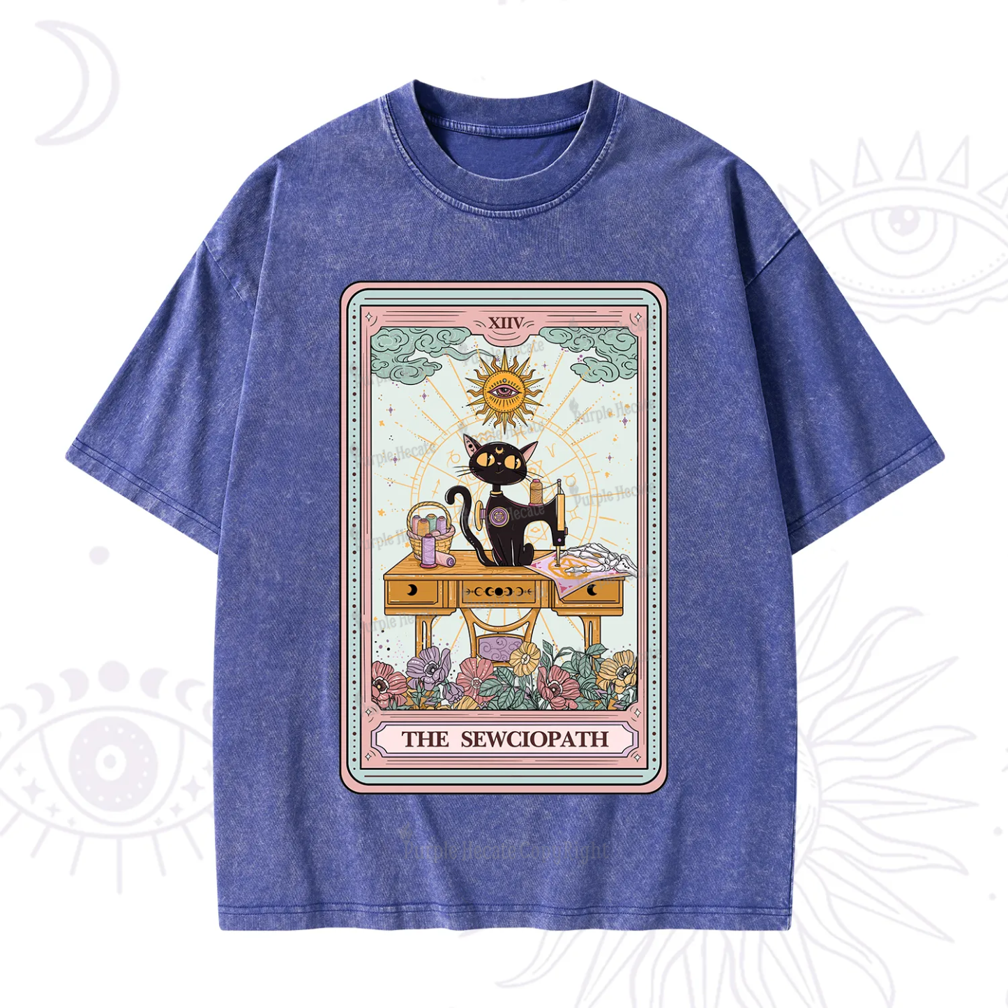 Purplehecate The Sewciopath Tarot Card Washed T-Shirt