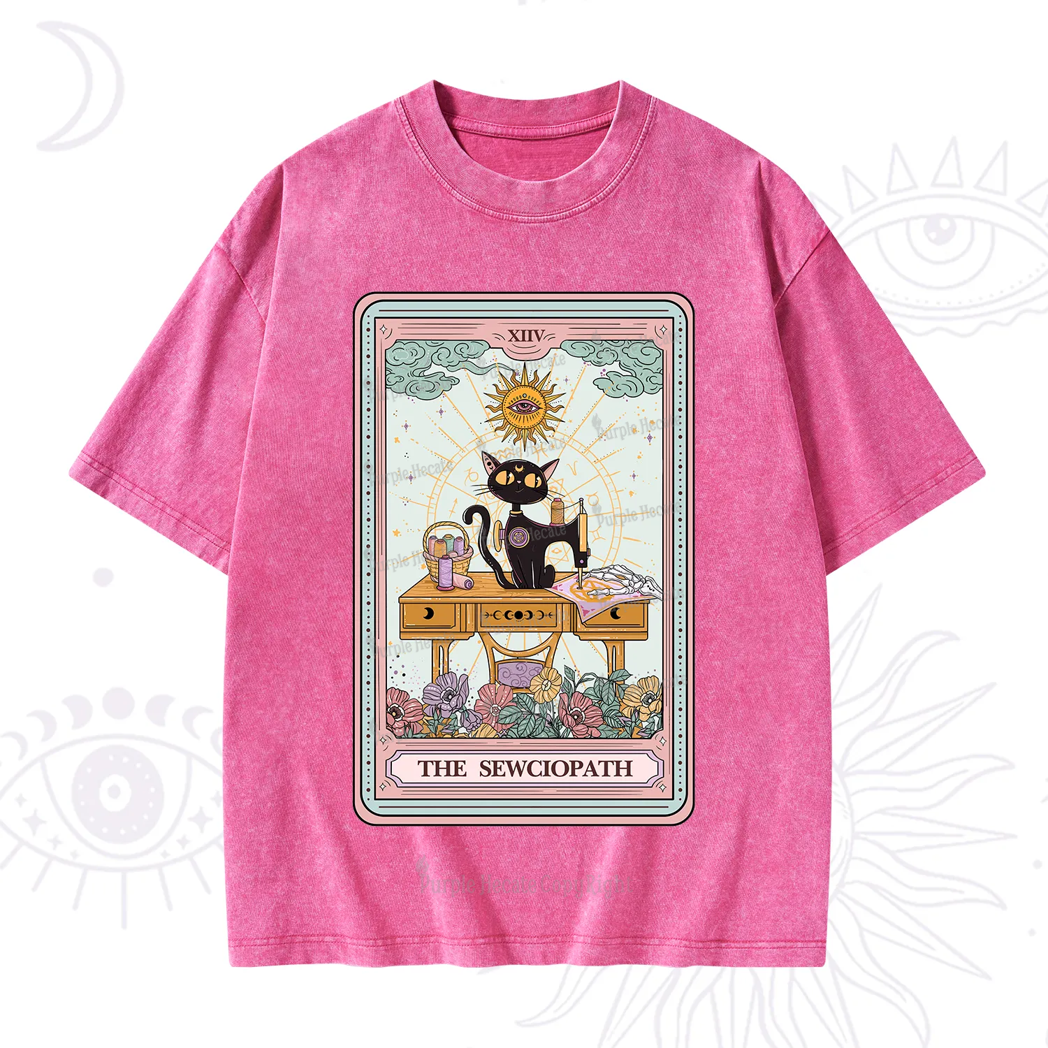 Purplehecate The Sewciopath Tarot Card Washed T-Shirt