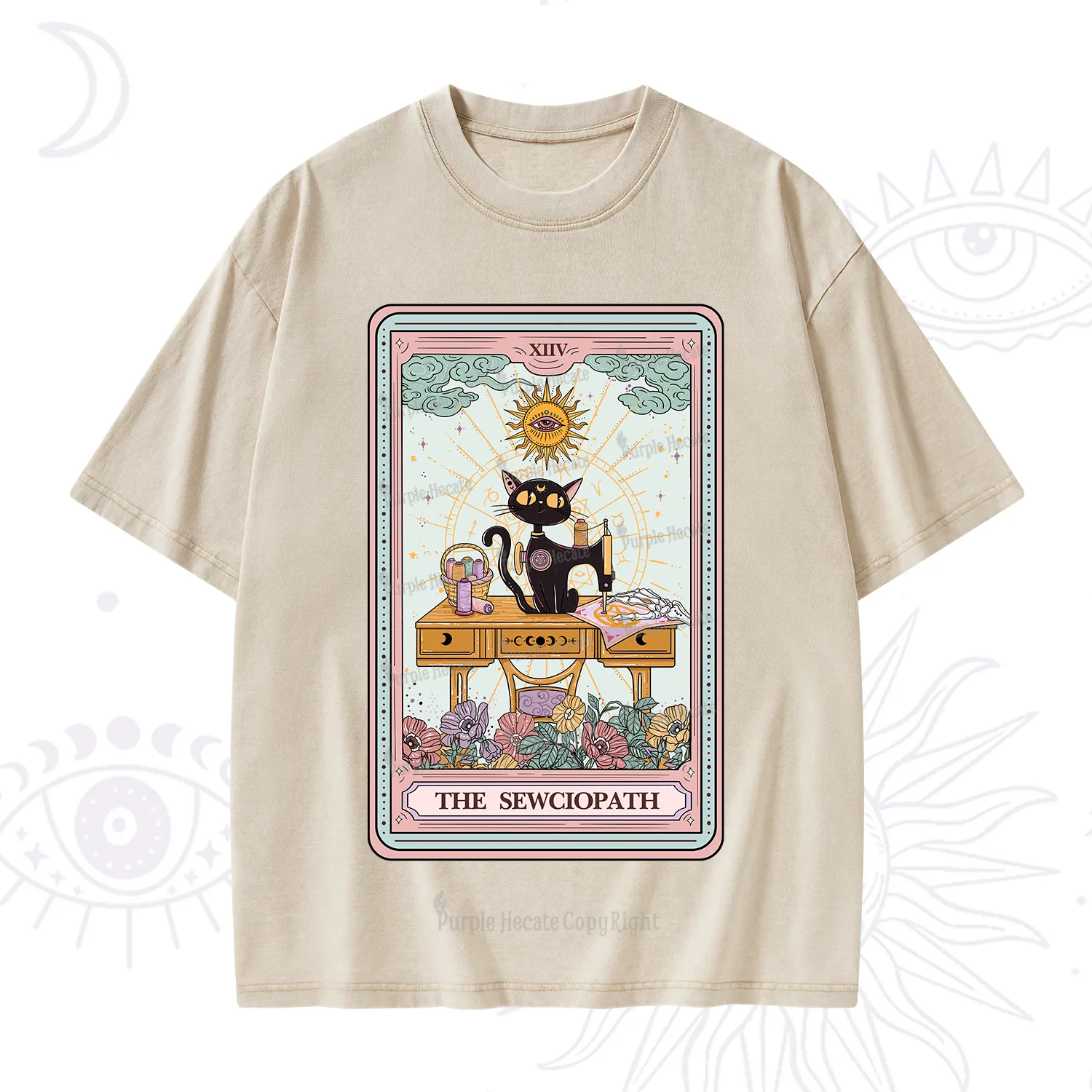 Purplehecate The Sewciopath Tarot Card Washed T-Shirt