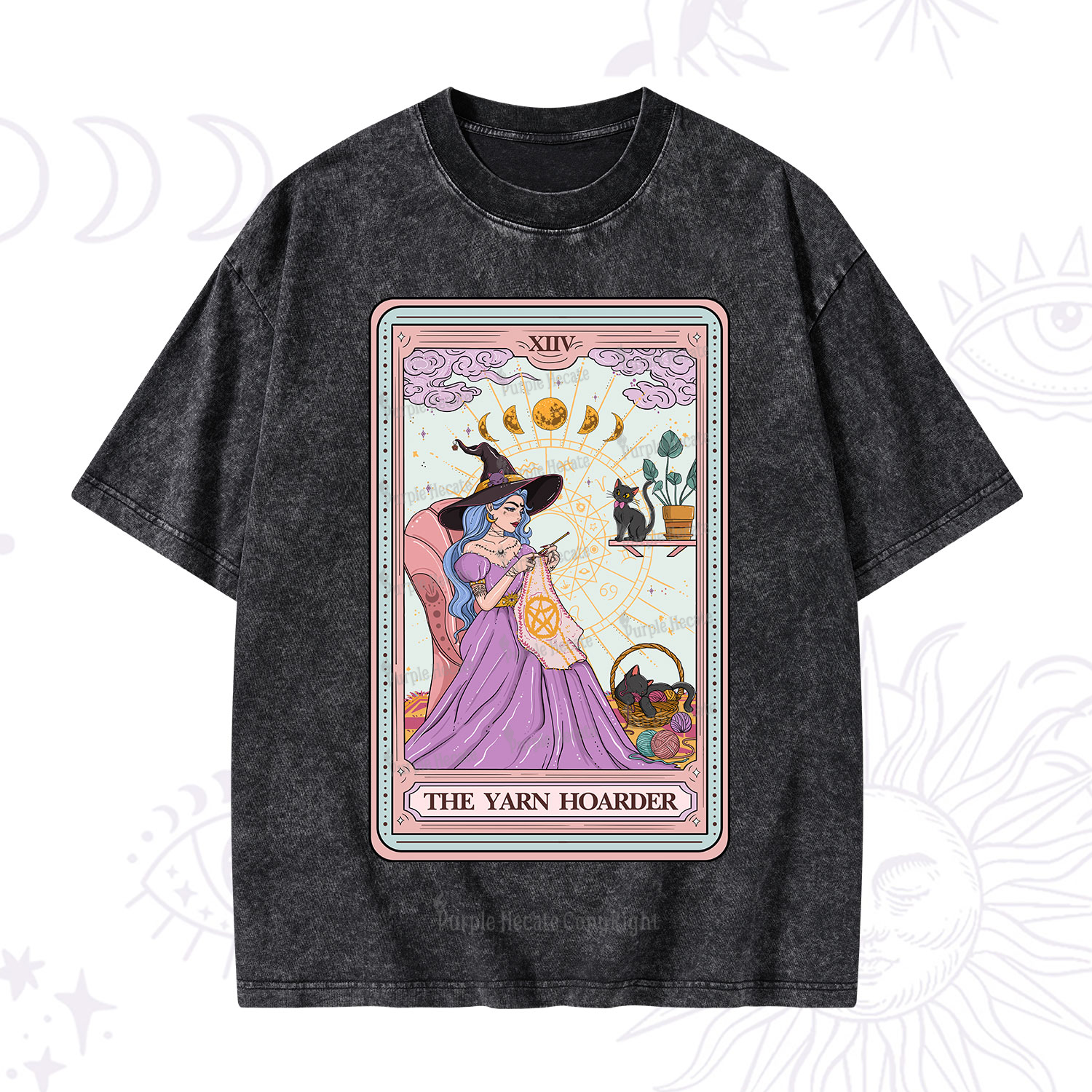 Purplehecate The Yarn Hoarder Tarot Washed T-Shirt