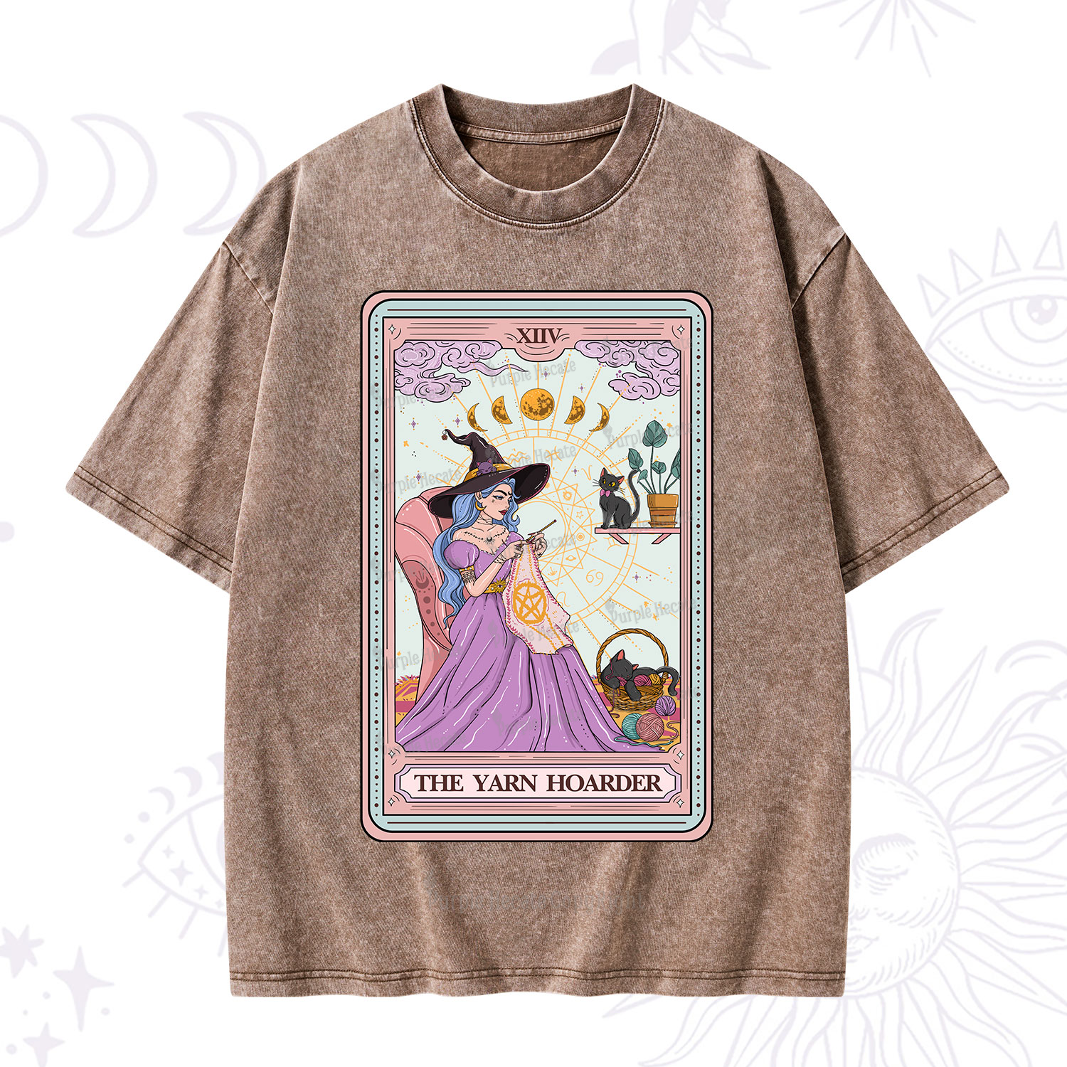 Purplehecate The Yarn Hoarder Tarot Washed T-Shirt