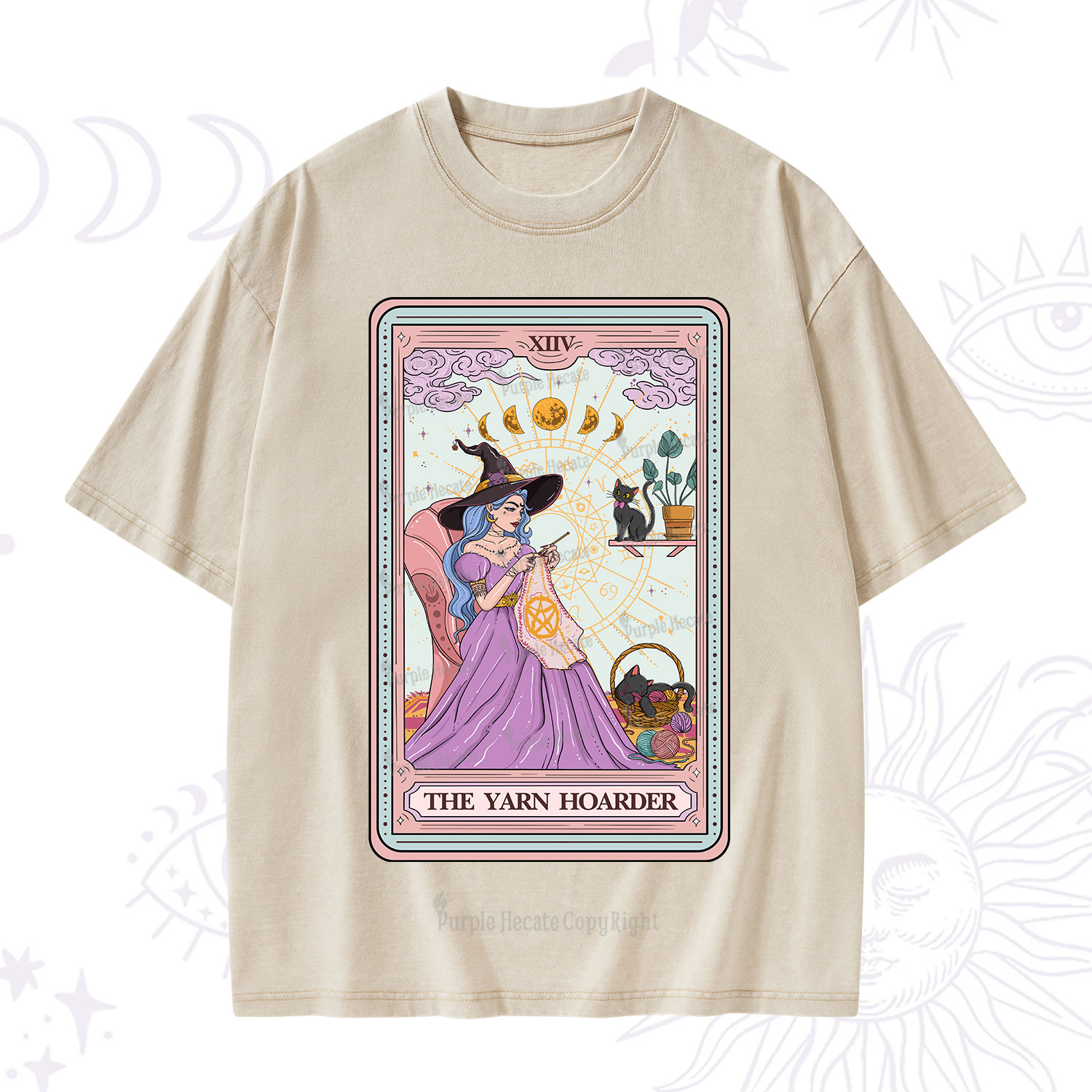 Purplehecate The Yarn Hoarder Tarot Washed T-Shirt