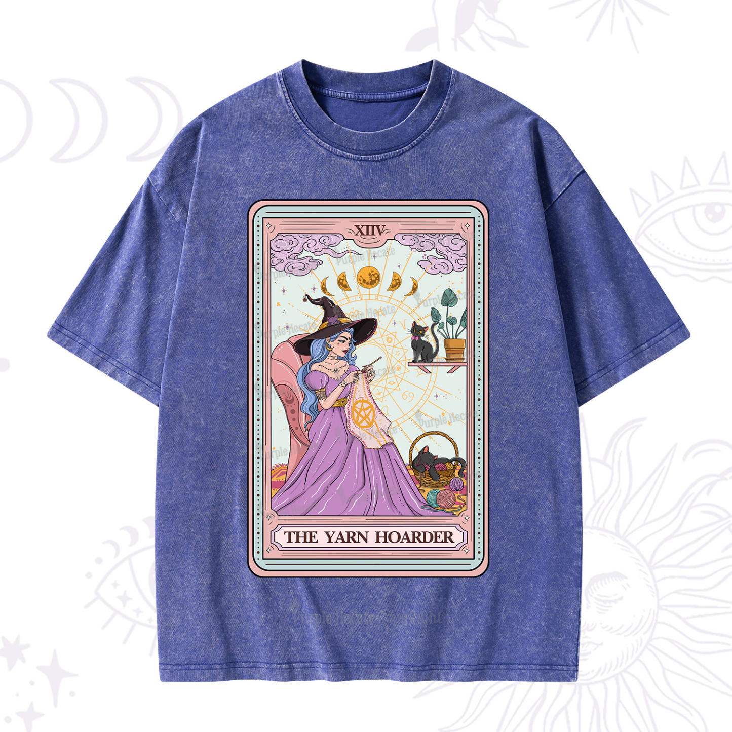 Purplehecate The Yarn Hoarder Tarot Washed T-Shirt