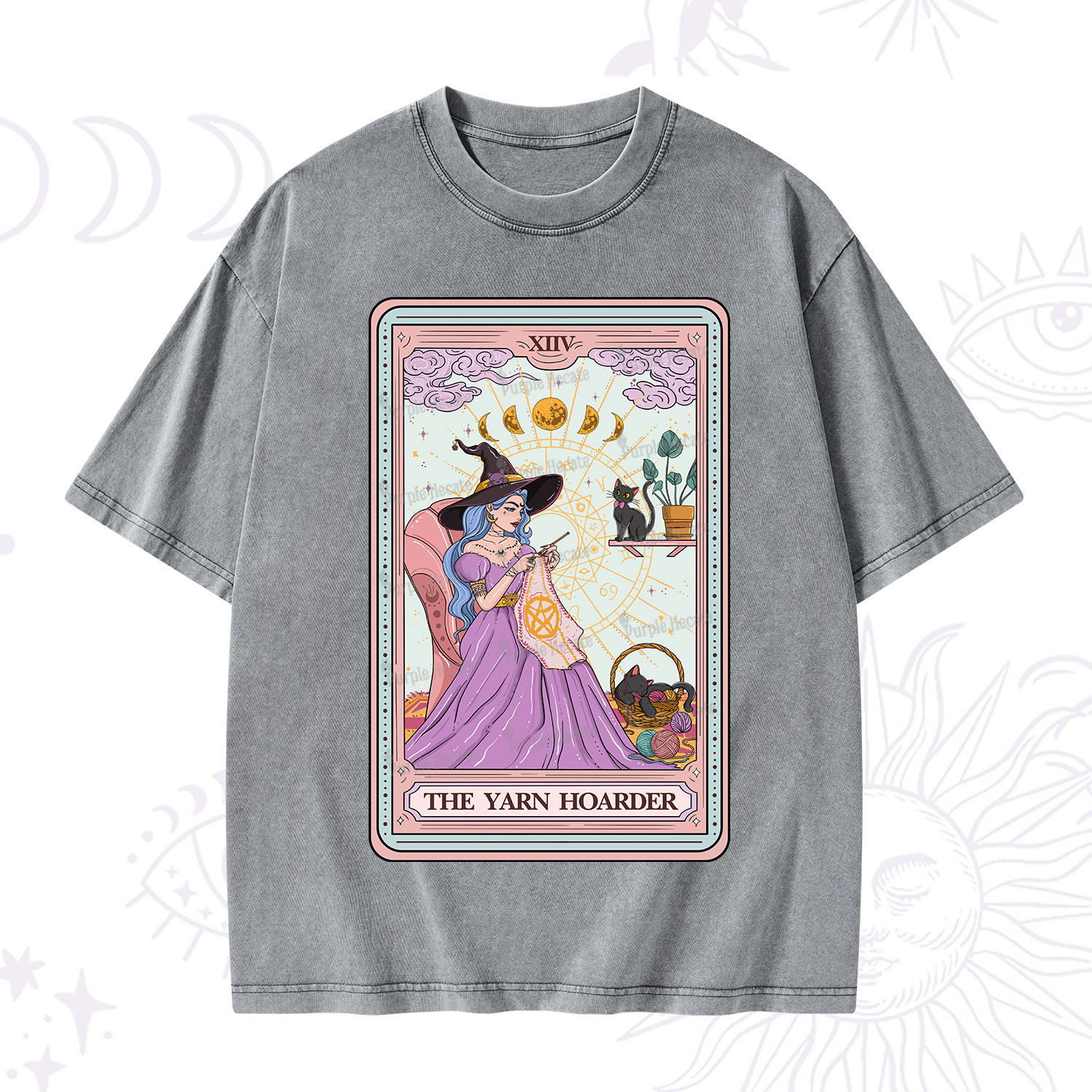 Purplehecate The Yarn Hoarder Tarot Washed T-Shirt