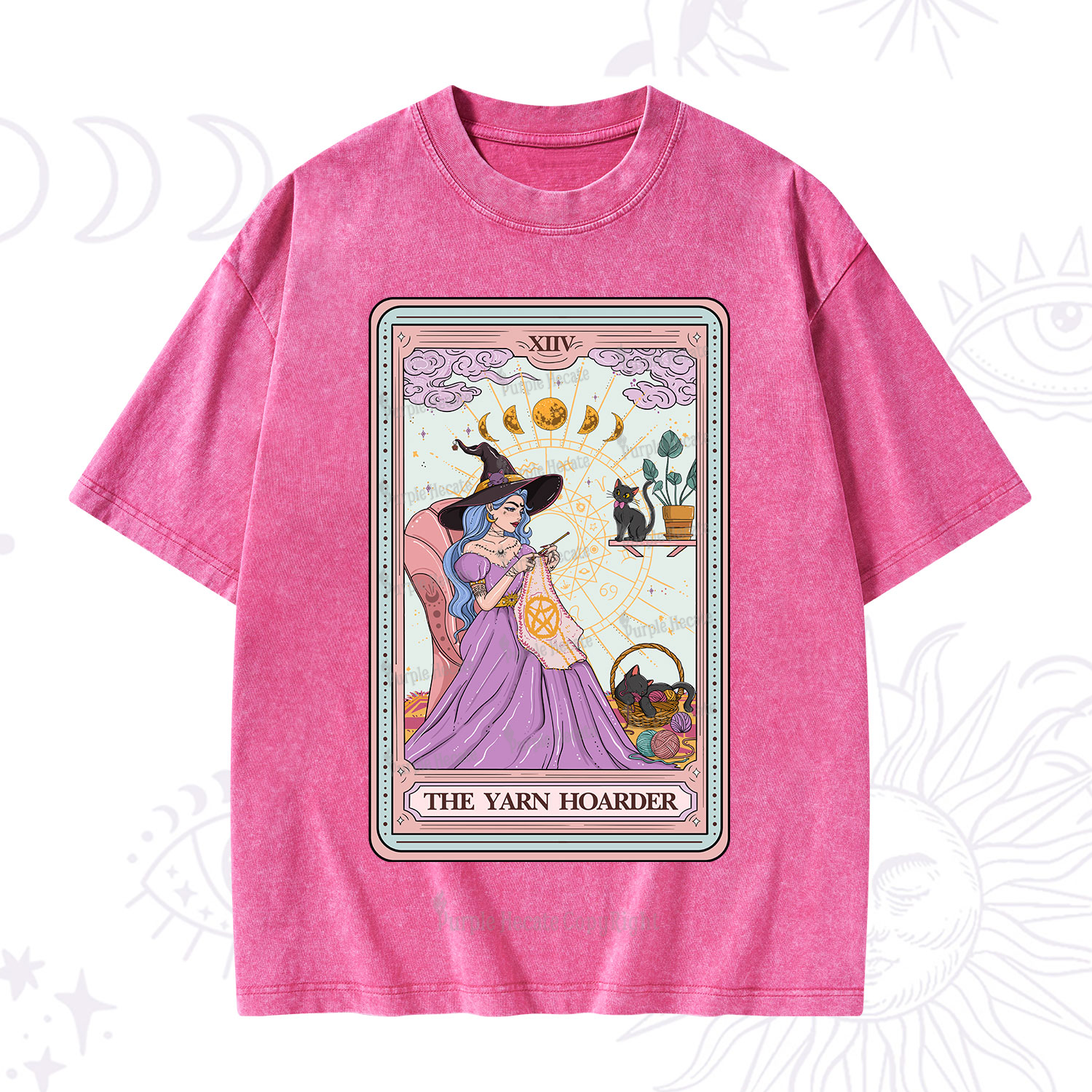 Purplehecate The Yarn Hoarder Tarot Washed T-Shirt