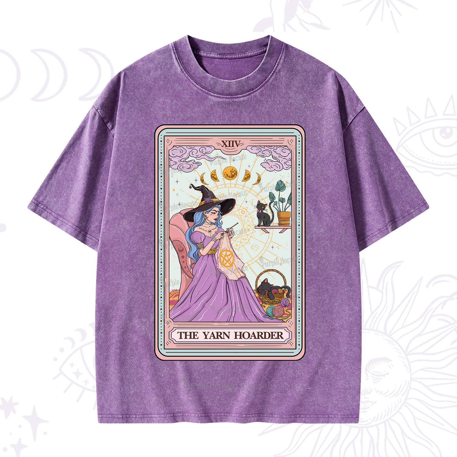 Purplehecate The Yarn Hoarder Tarot Washed T-Shirt