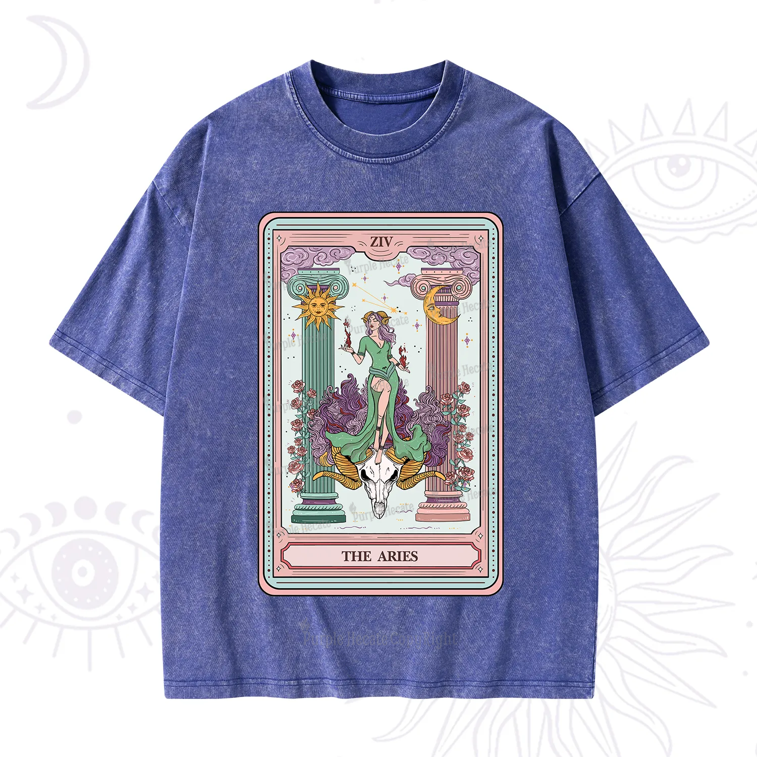 Purplehecate The Aries Goddess Tarot Washed T-Shirt