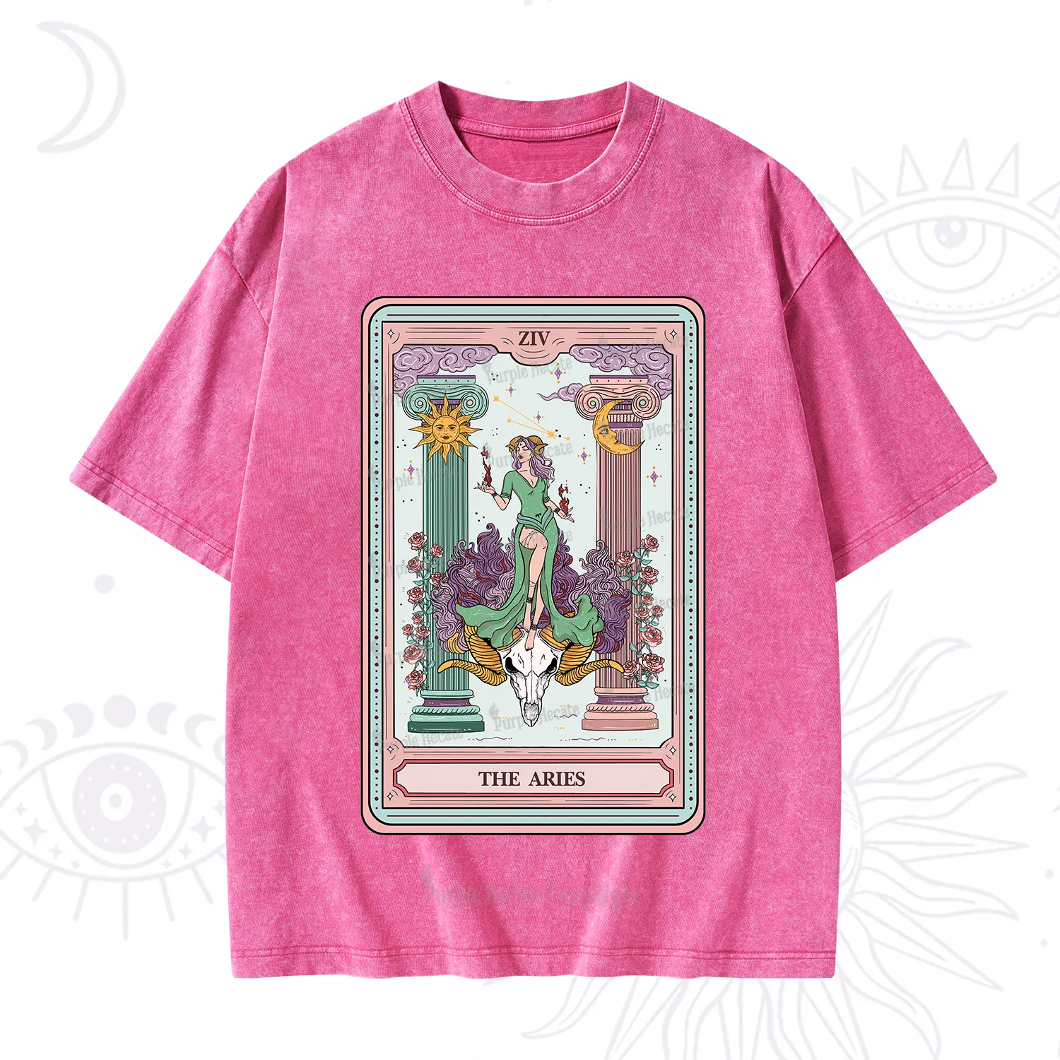 Purplehecate The Aries Goddess Tarot Washed T-Shirt