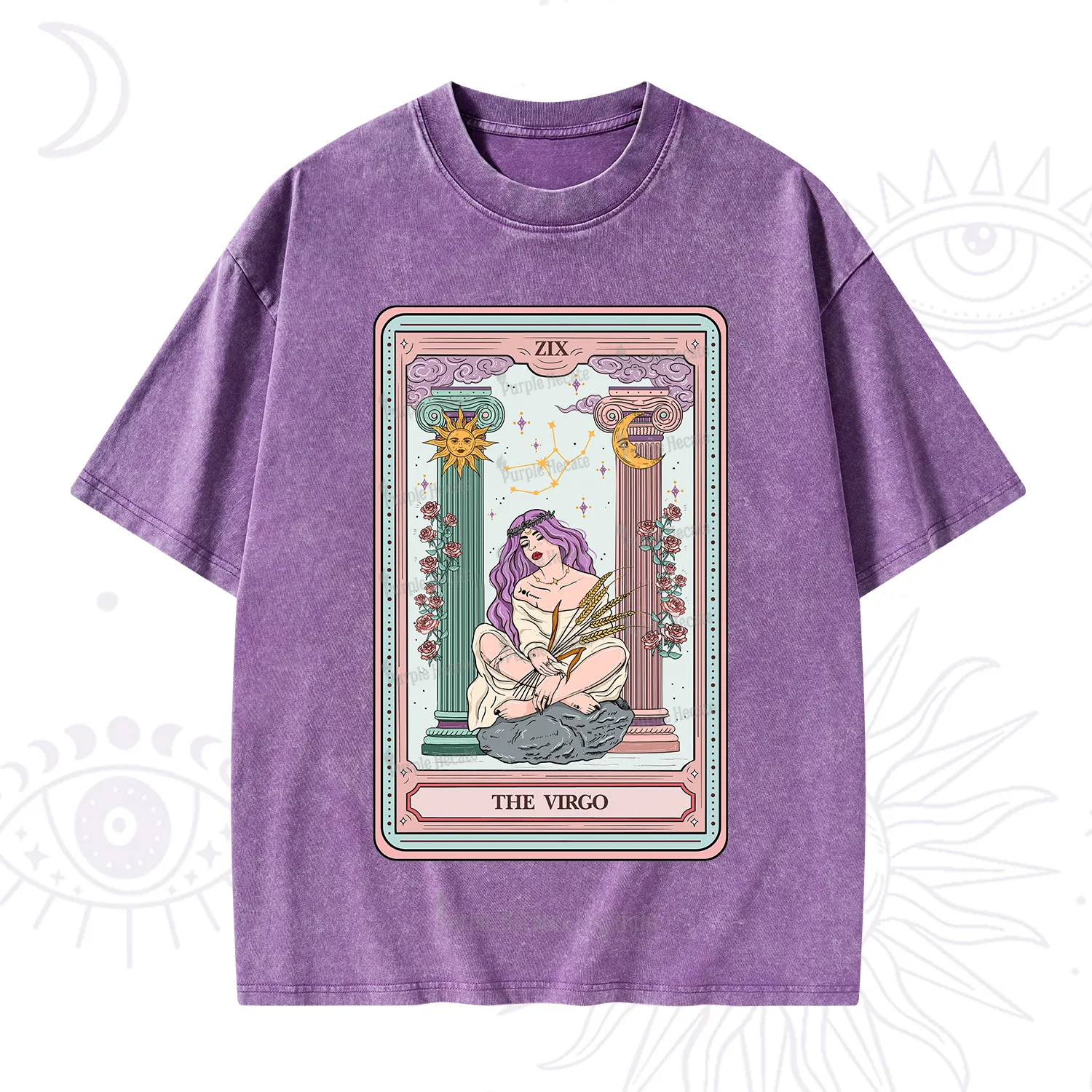 Purplehecate The Virgo Goddess Tarot Washed T-Shirt