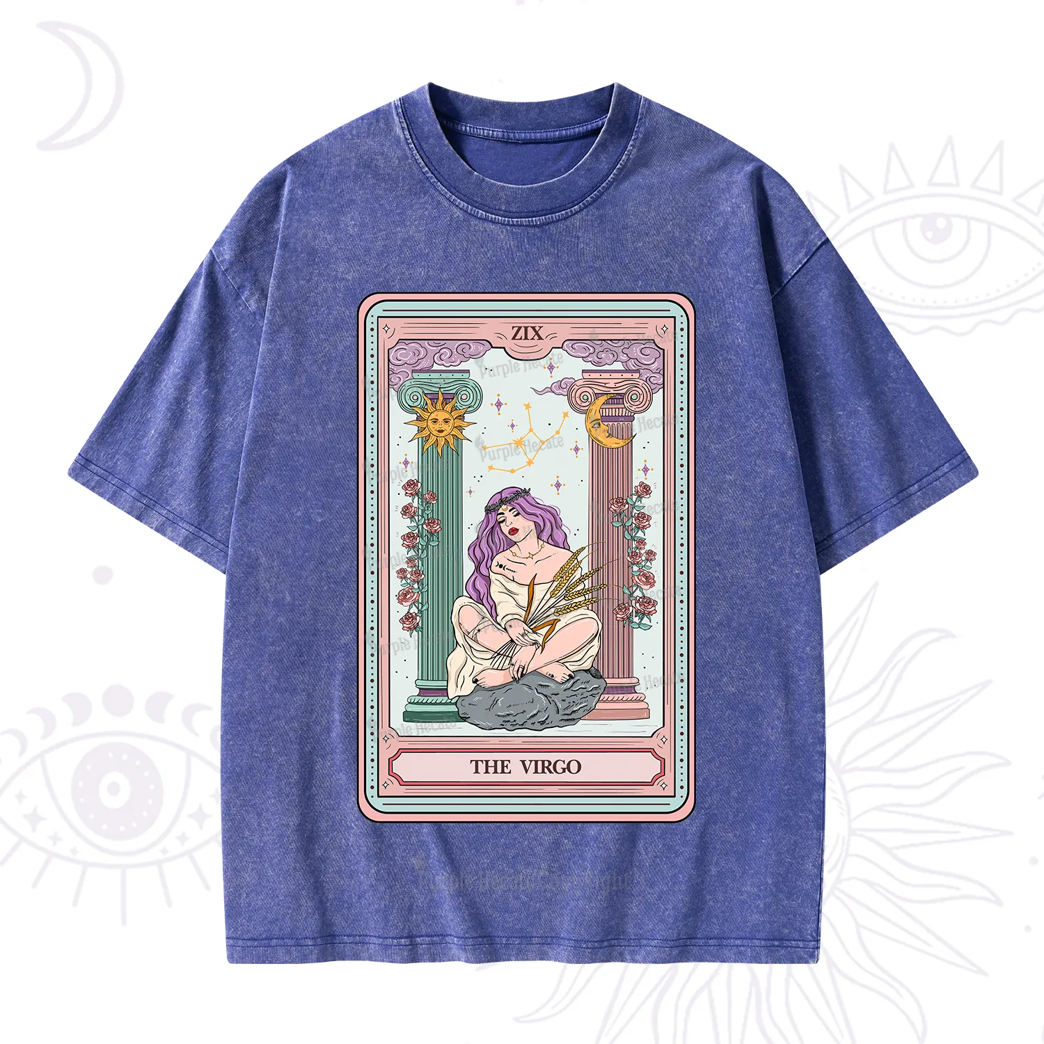 Purplehecate The Virgo Goddess Tarot Washed T-Shirt