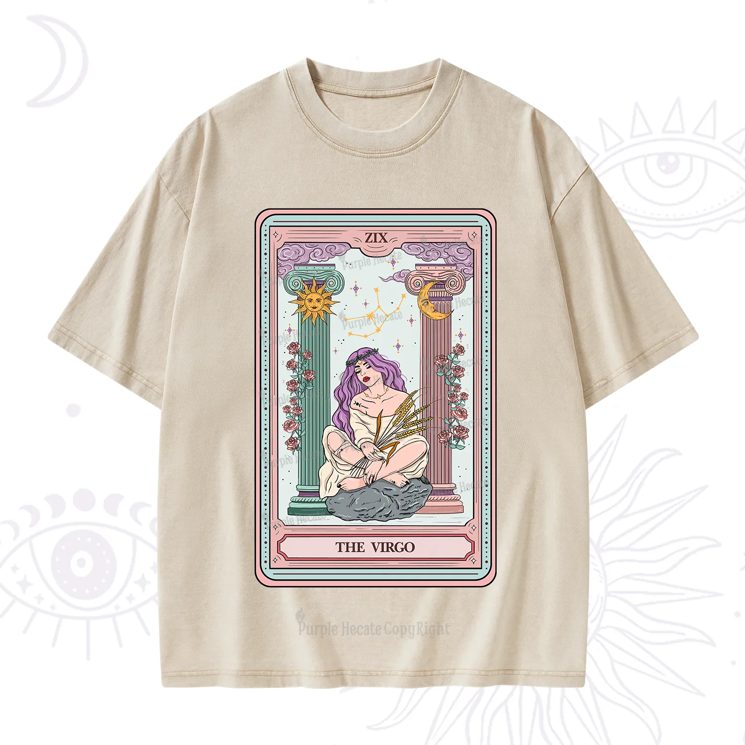 Purplehecate The Virgo Goddess Tarot Washed T-Shirt