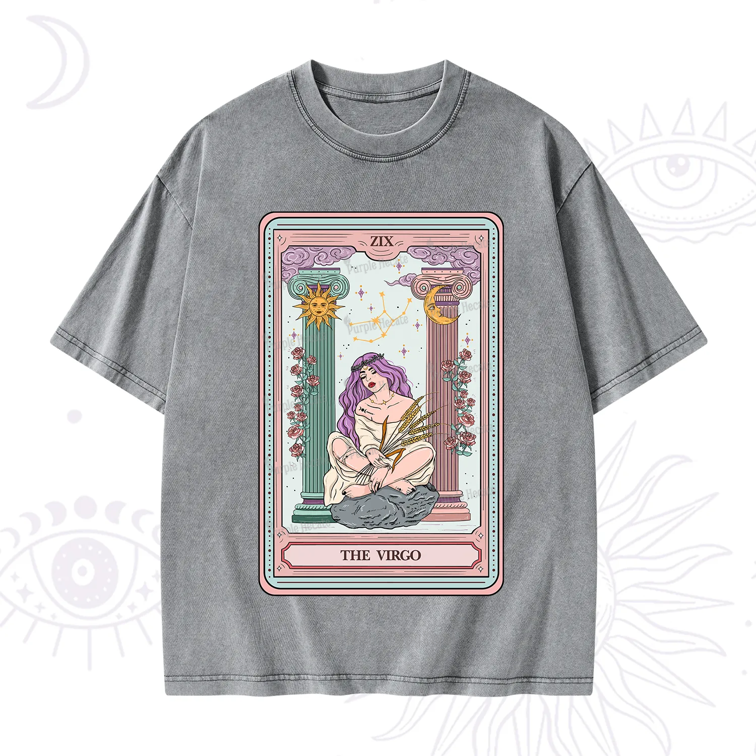 Purplehecate The Virgo Goddess Tarot Washed T-Shirt