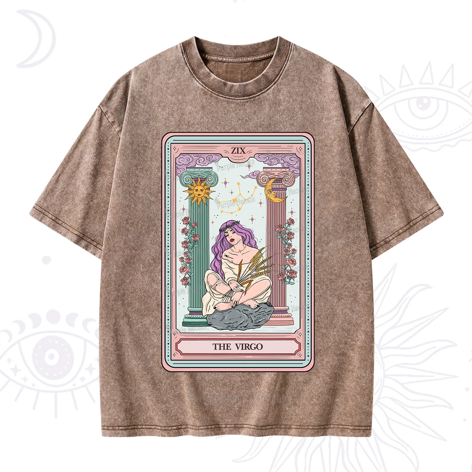 Purplehecate The Virgo Goddess Tarot Washed T-Shirt