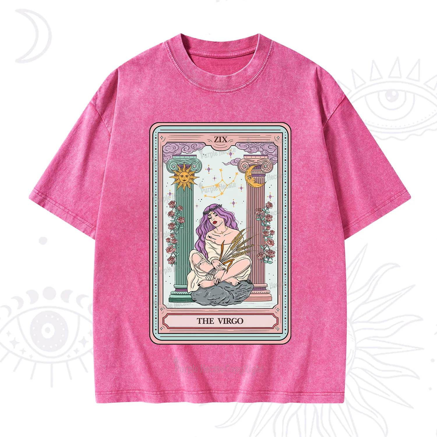 Purplehecate The Virgo Goddess Tarot Washed T-Shirt