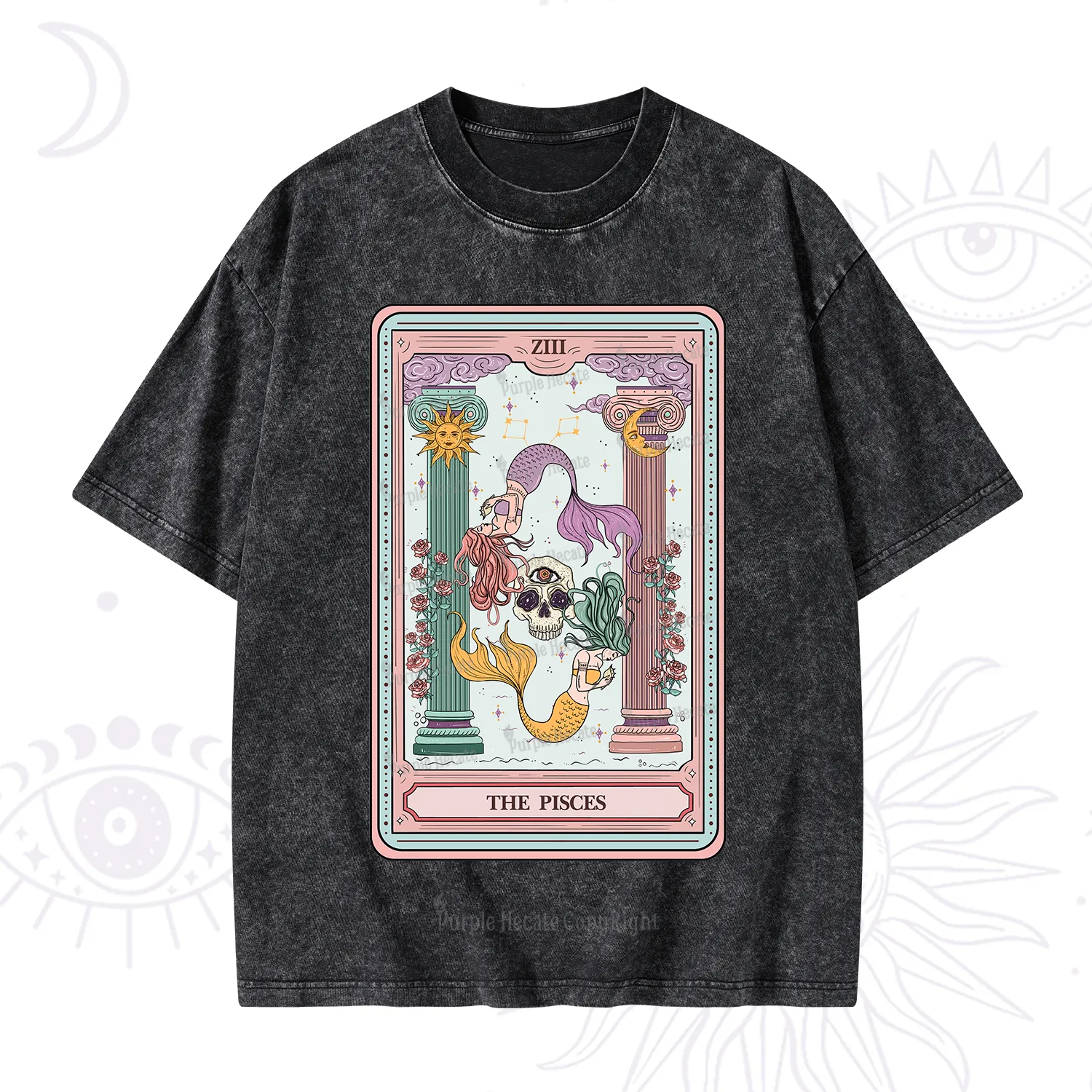 Purplehecate The Pisces Goddess Tarot Washed T-Shirt