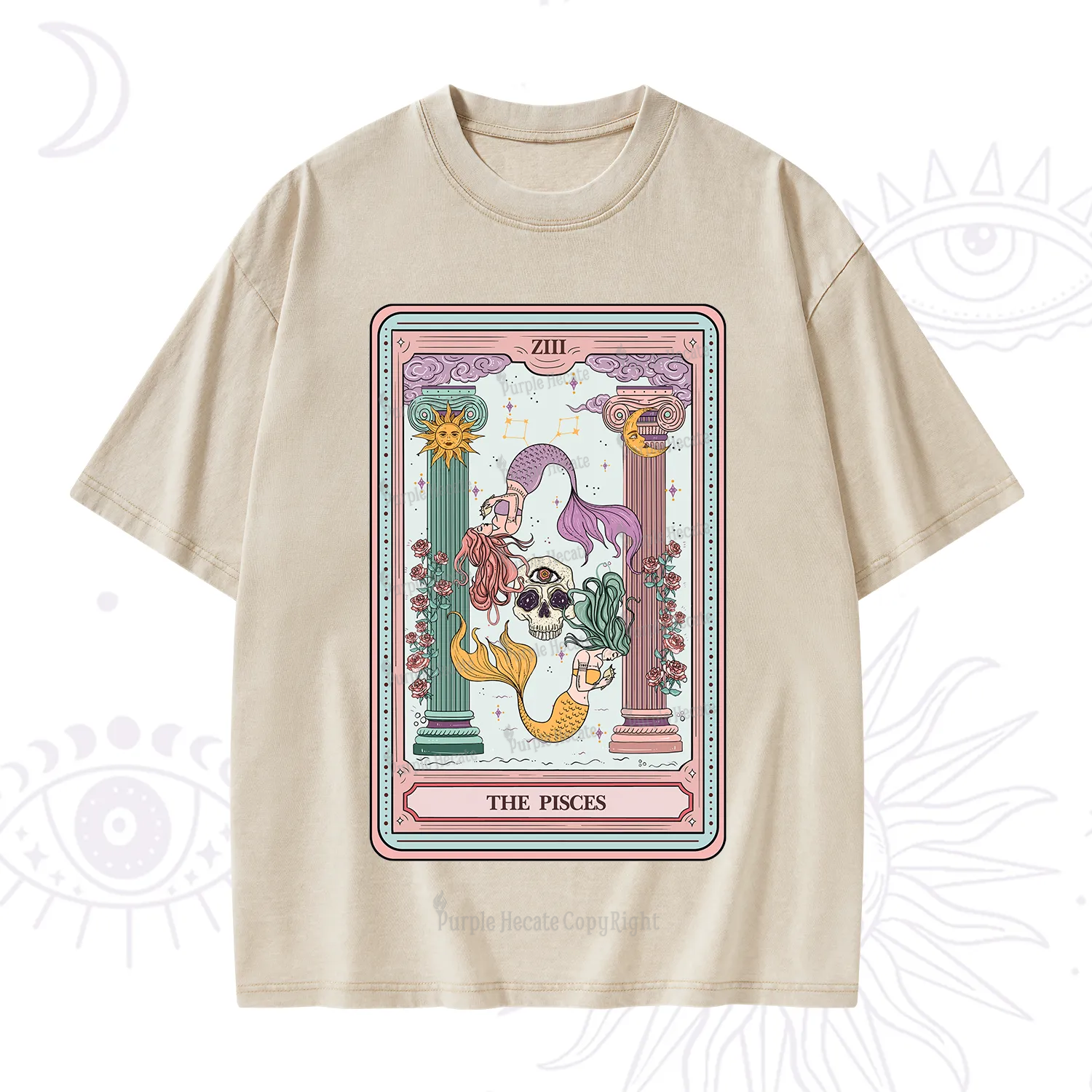 Purplehecate The Pisces Goddess Tarot Washed T-Shirt