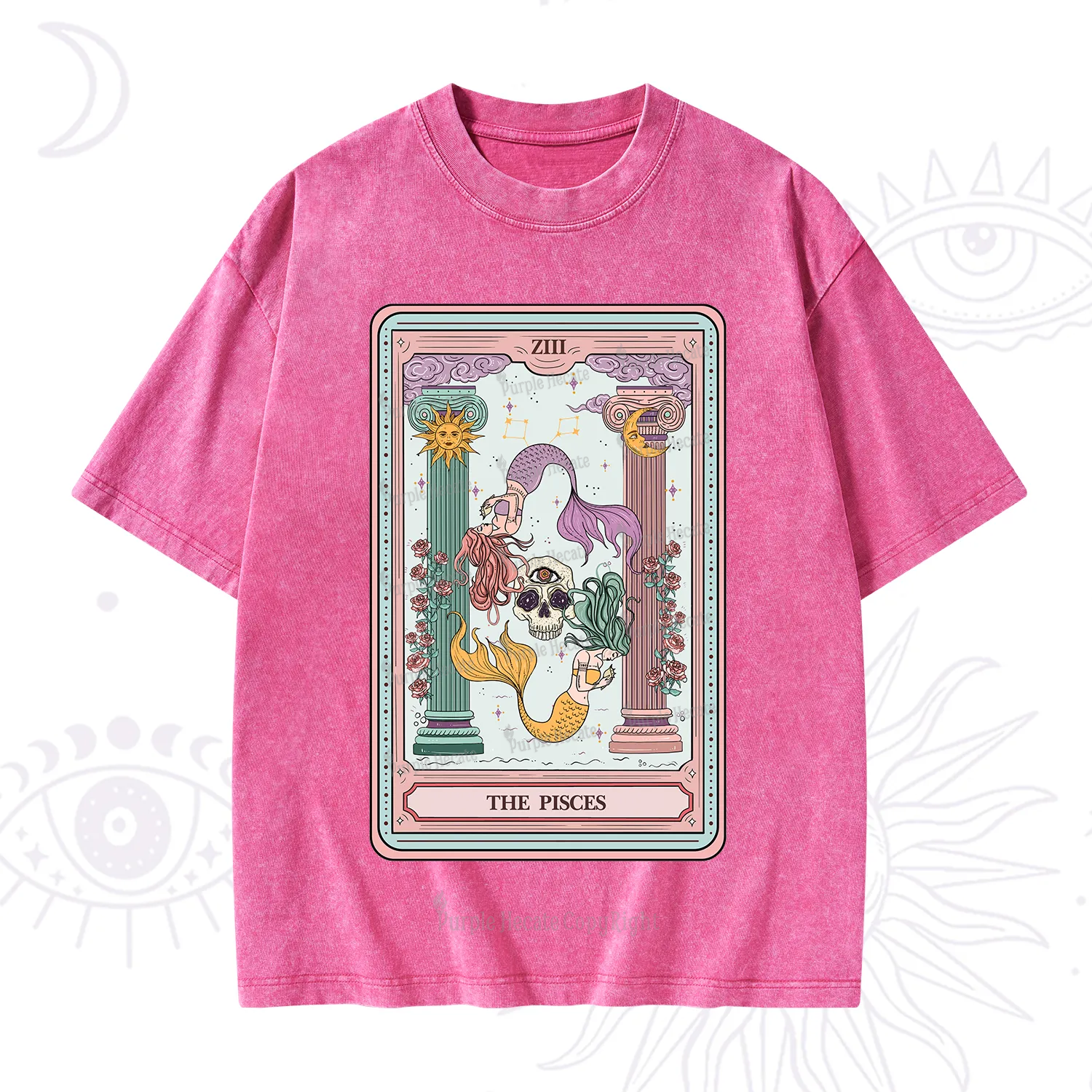 Purplehecate The Pisces Goddess Tarot Washed T-Shirt
