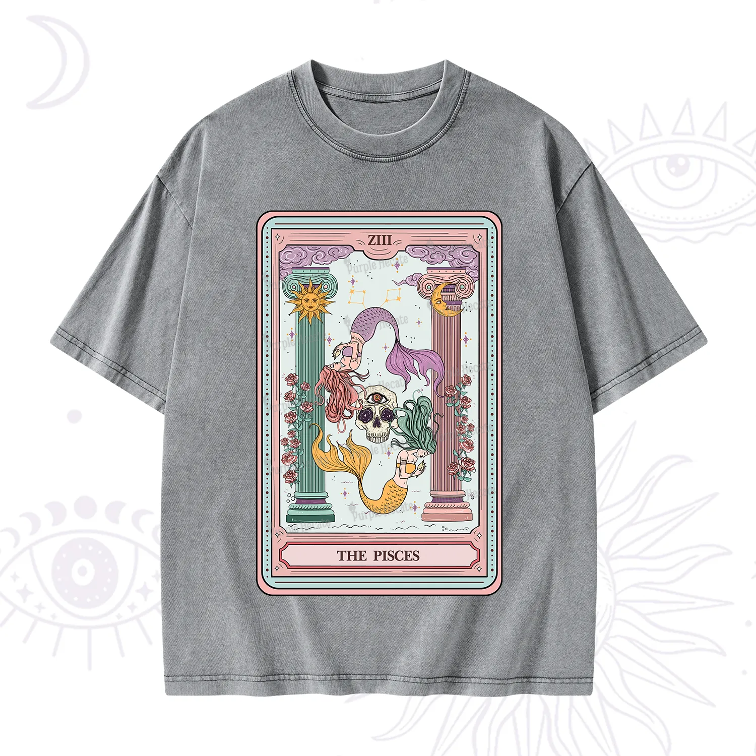 Purplehecate The Pisces Goddess Tarot Washed T-Shirt