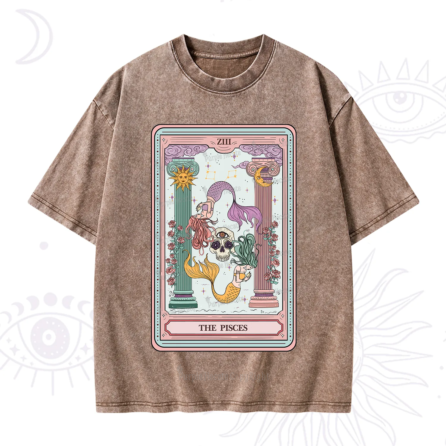 Purplehecate The Pisces Goddess Tarot Washed T-Shirt