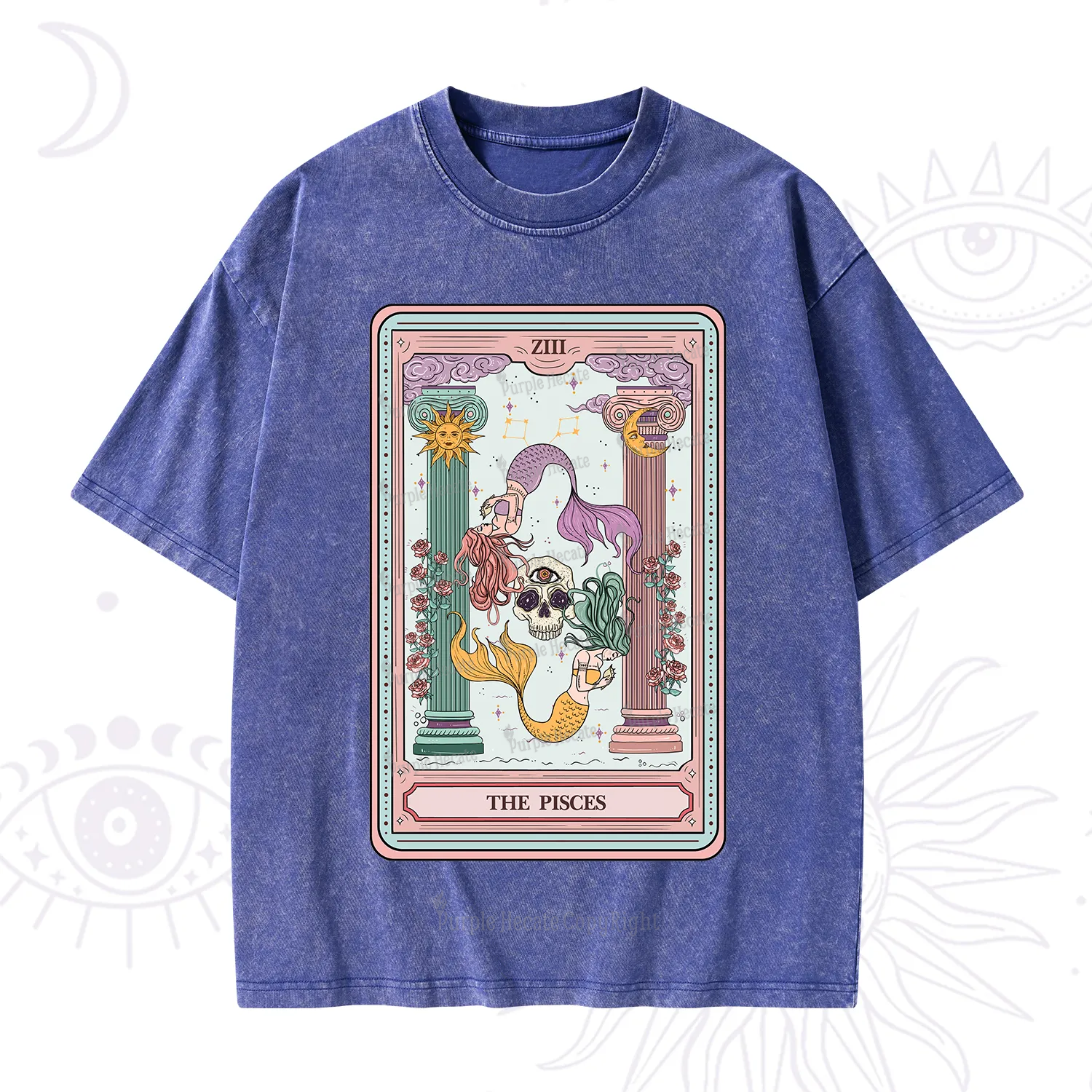 Purplehecate The Pisces Goddess Tarot Washed T-Shirt